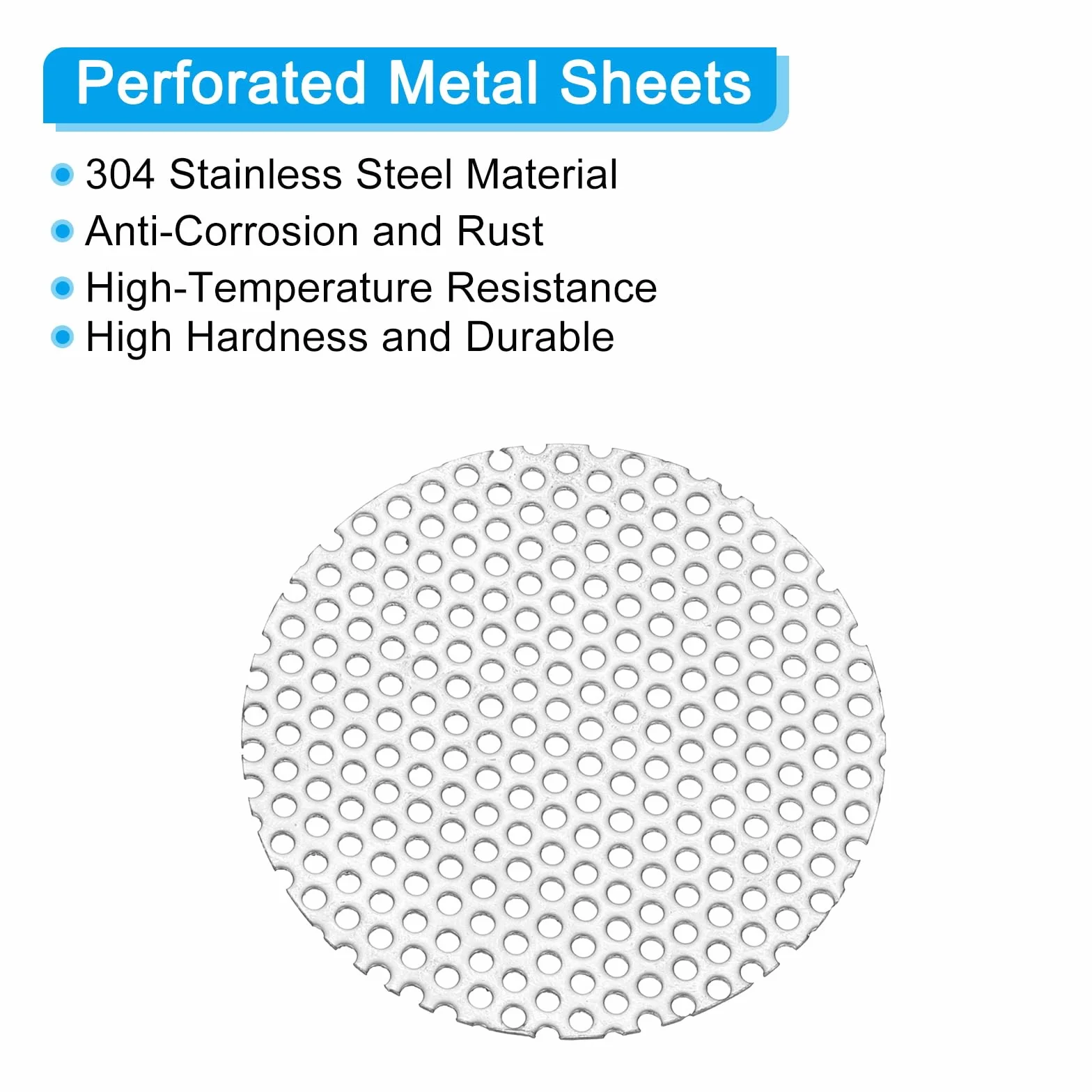 PATIKIL 2" Diametro 304 Lamiera Forata in Acciaio Inossidabile, 4 Pz 0.06" Foro 19GA Rete metallico Espansa Fette rotondo Piastra Schermo Decorativo per Griglie, Tono Argento