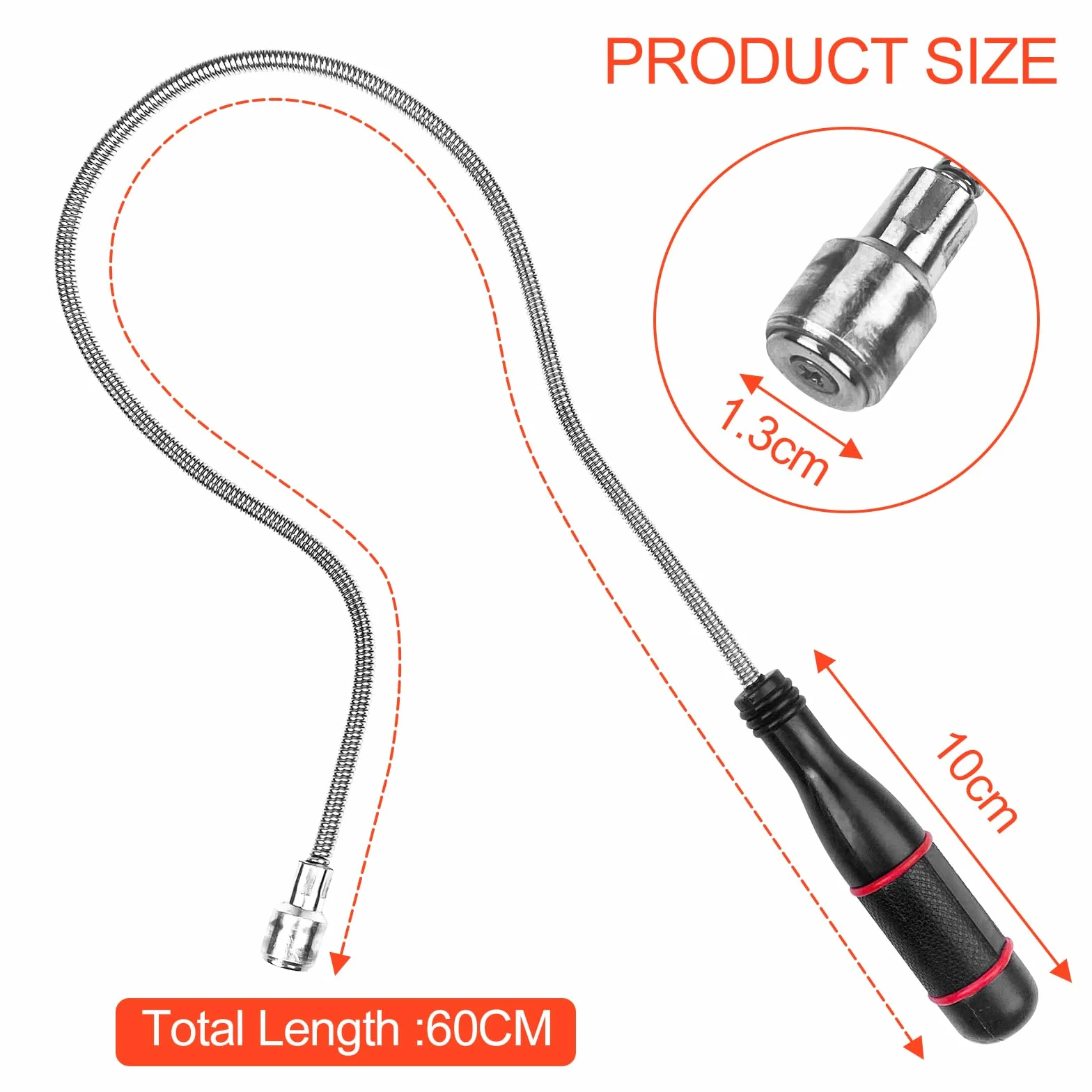 Lectorias Asta Calamita Flessibile 60CM, Strumento di Pickup Magnetico per Raccolta di Bulloni e Oggetti Metallici