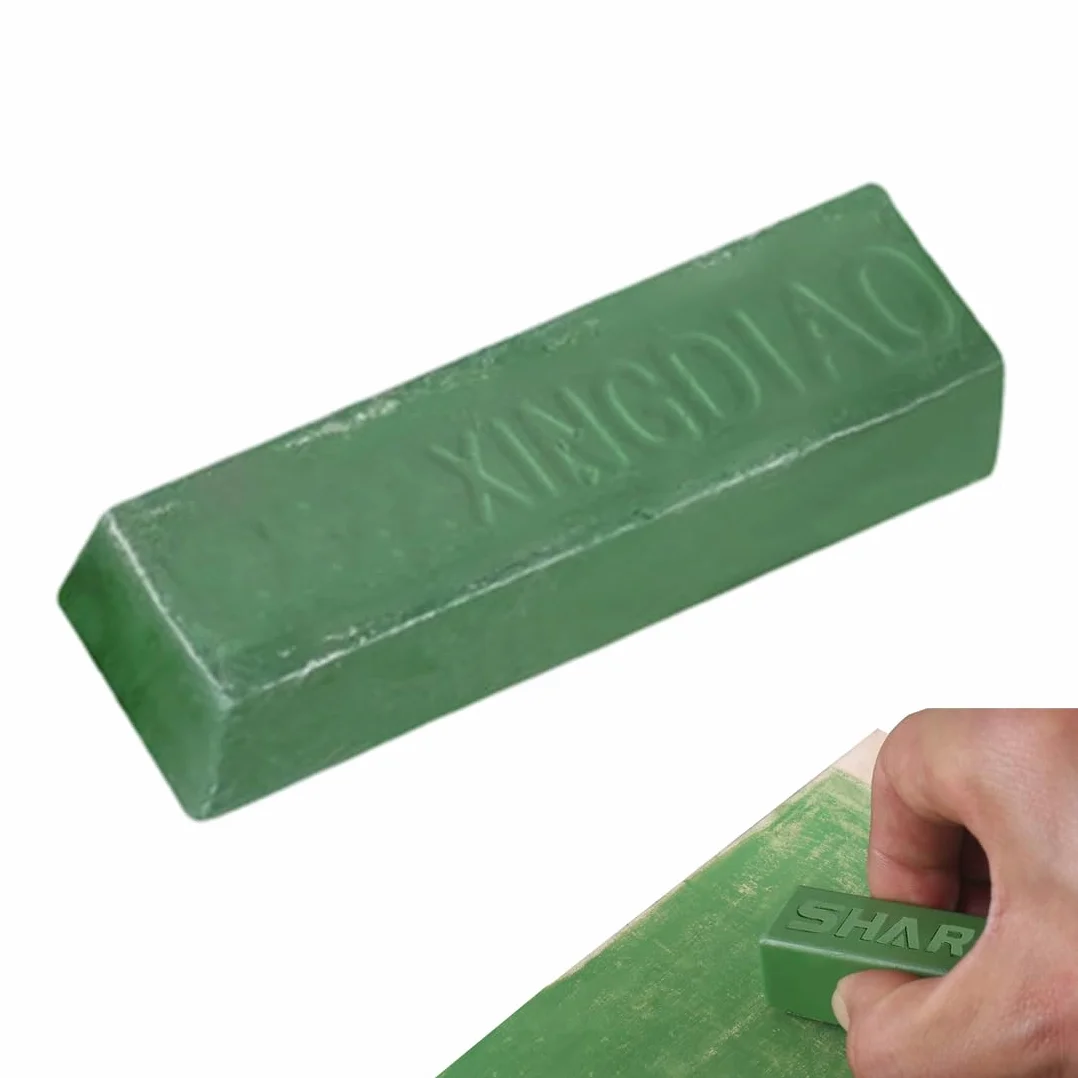 1 confezione Pasta abrasiva fine per affilatura e lucidatura di tutti i coltelli, strop in pelle, composto lucidante (110g) (Verde)