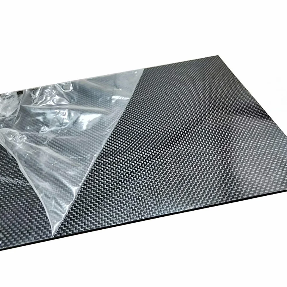 Lastra in fibra di carbonio 2 mm x 300 mm x 600 mm (per telaio drone fai-da-te (armatura a saia) brillante)