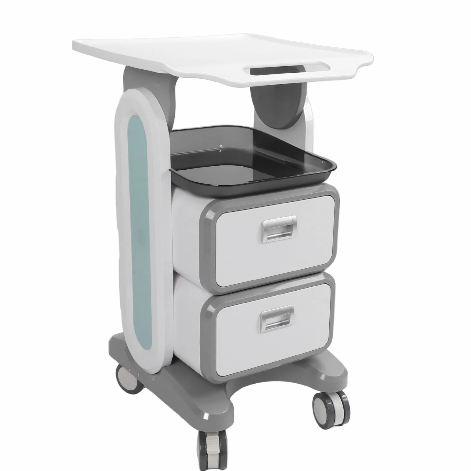 Carrello Medico con 2 Cassetti, Carrello Salone, Carrello Cosmetici, Carrello Salone di Bellezza con Vano Portaoggetti e Carrello Porta Attrezzi con Ruote Universali