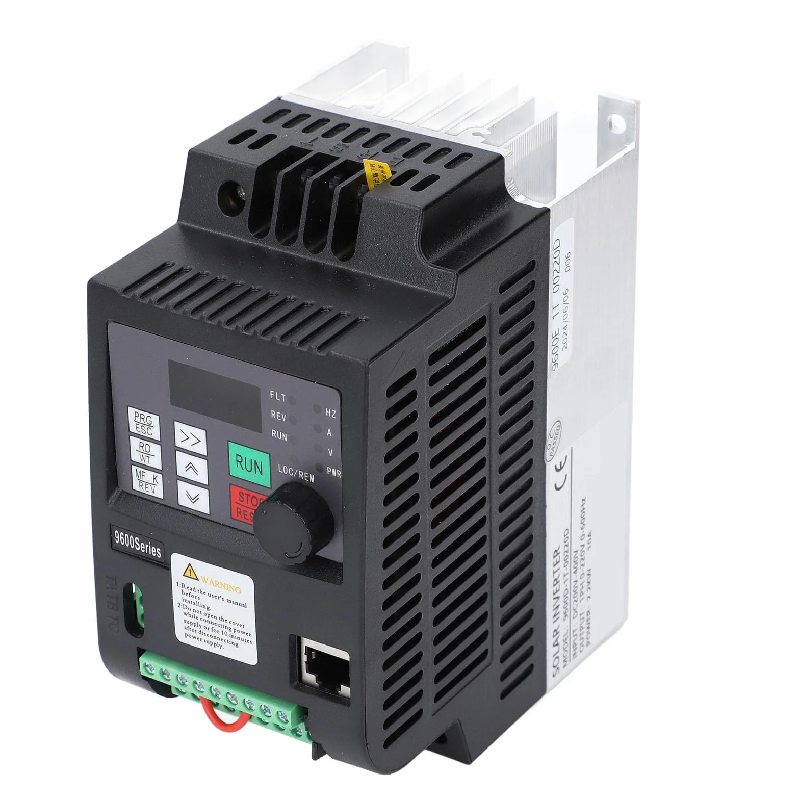 Azionamento a Frequenza Variabile, Ingresso DC200 400V 1PH 0 220VAC Uscita 2.2KW Inverter Solare Monofase Regolatore di velocità Pompa Fotovoltaica con Guscio PC Ignifugo Display Digitale