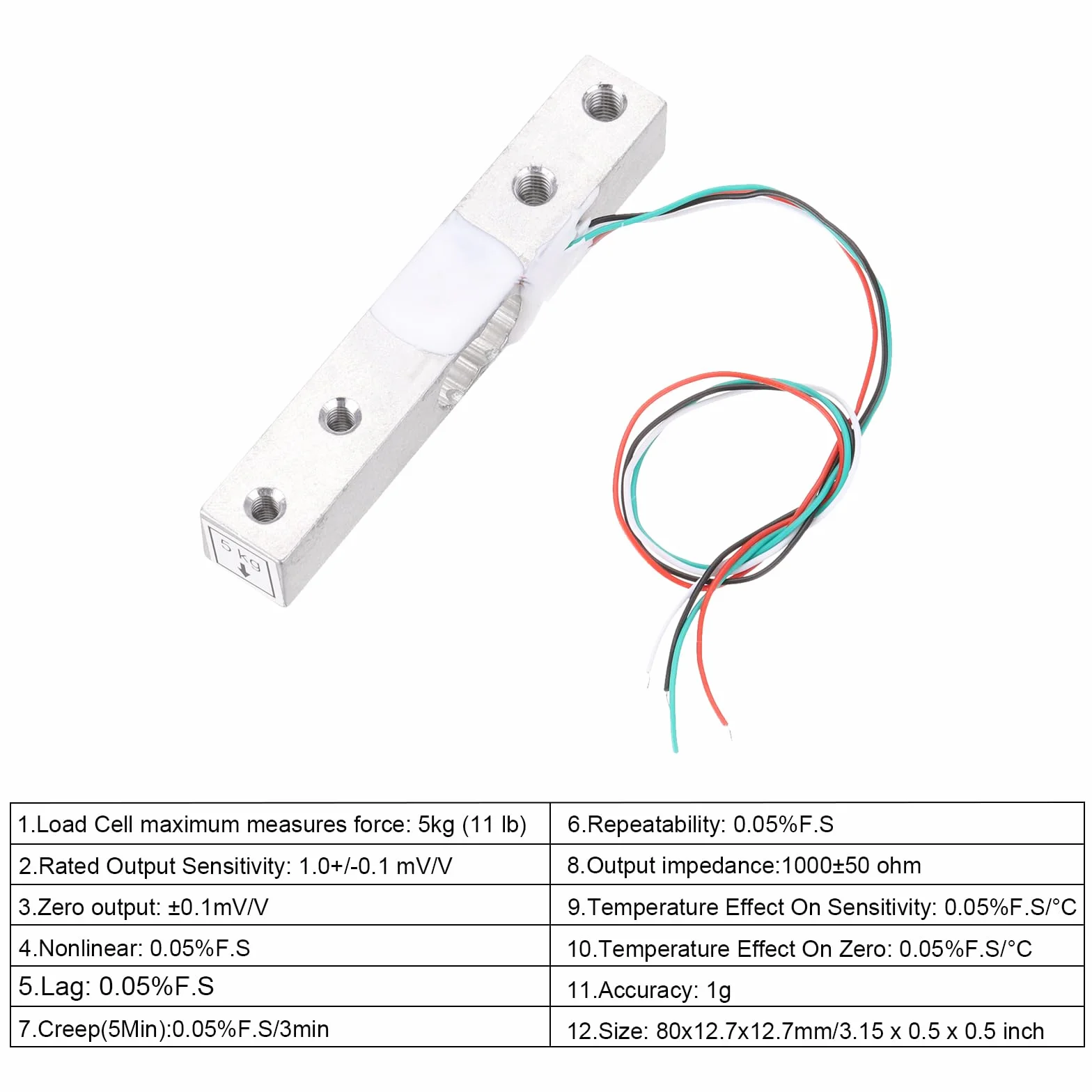 QUARKZMAN Sensori di Pesatura, 4 Set Sensore Peso Cella Carico Digitale 5Kg + Modulo Hx711 Sensore Pesatura 24 Bit A/D Precisione Doppio Canale per Kit Bilancia Cucina Elettronica Portatile