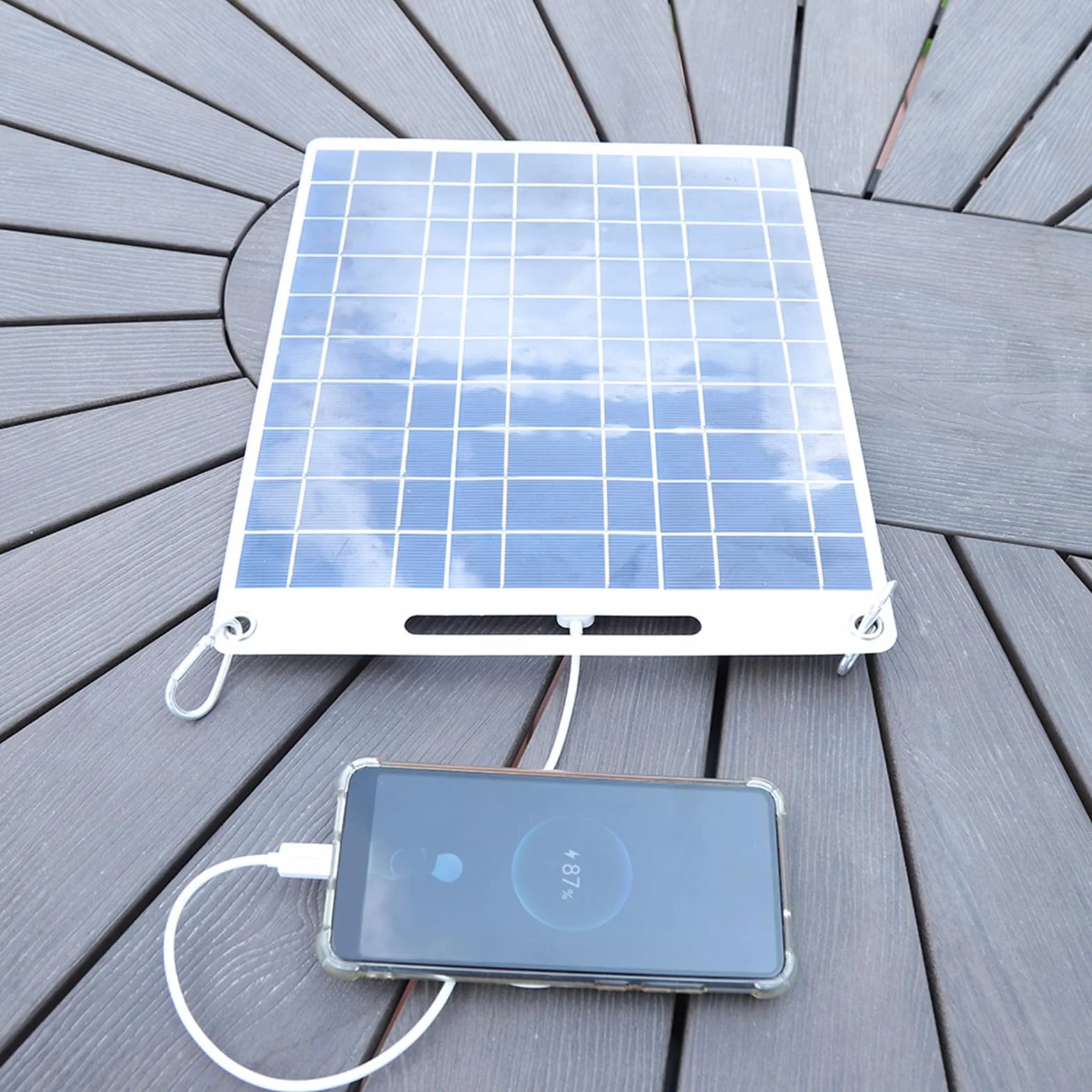 Pannello Solare Portatile 15W USB 5V Caricabatteria da Auto per Cellulare Campeggio