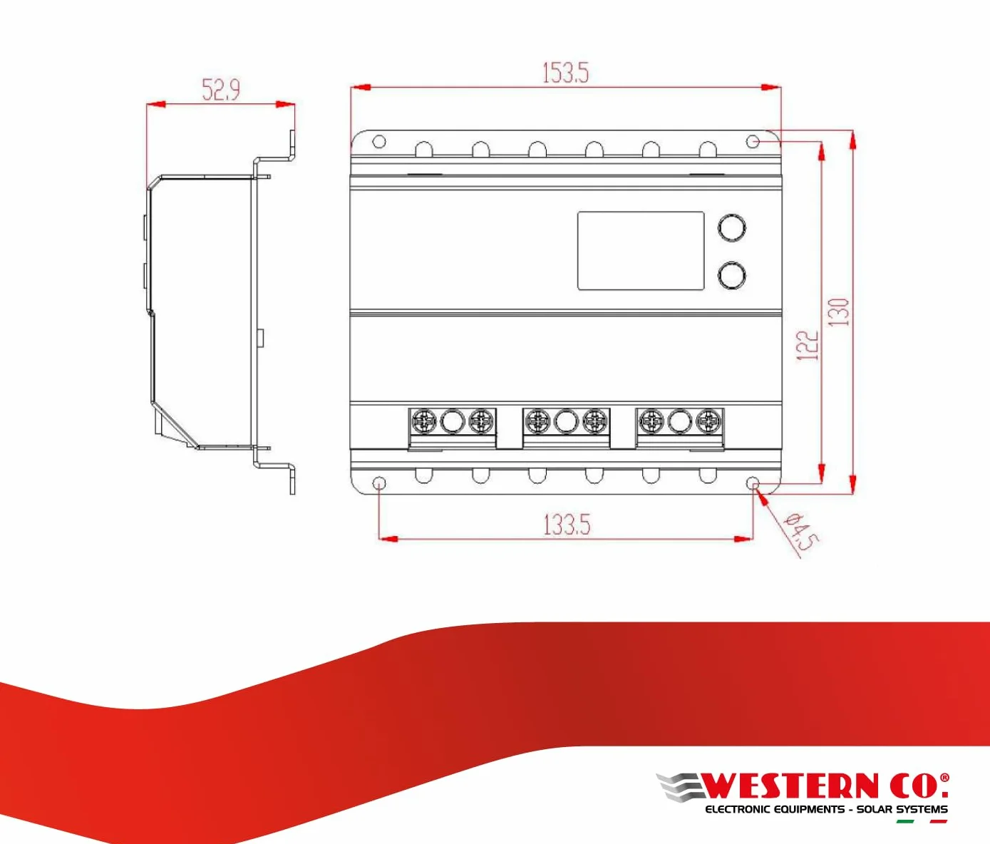 Western CO | WRM 20 | Regolatore di Carica MPPT, Regolatore Fotovoltaico 20A 12/24V, Display Grafico, Funzione Crepuscolare