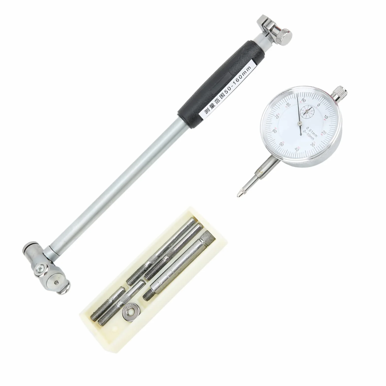Calibro alesaggio del quadrante, indicatore del quadrante Alesaggio Gage 50-160MM Indicatore del diametro Kit del cilindro del cilindro di misurazione, asta di prolunga