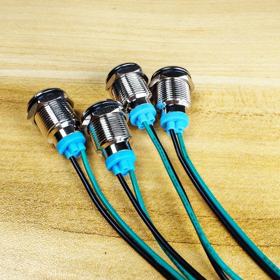 Gebildet 4pcs 12mm LED Indicatore Luminoso in Metallo Impermeabile 3V-9V Blu