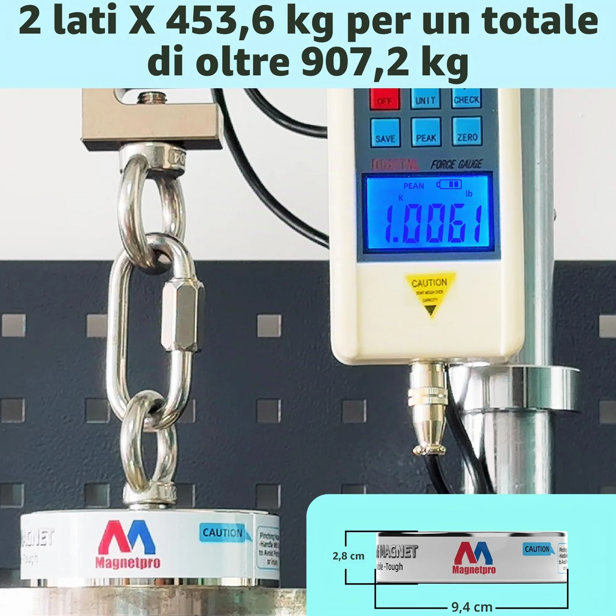 Magnetpro Set completo magneti recupero 900 kg pesca double face neodimio corda 20 m moschettone guanti gancio borsa