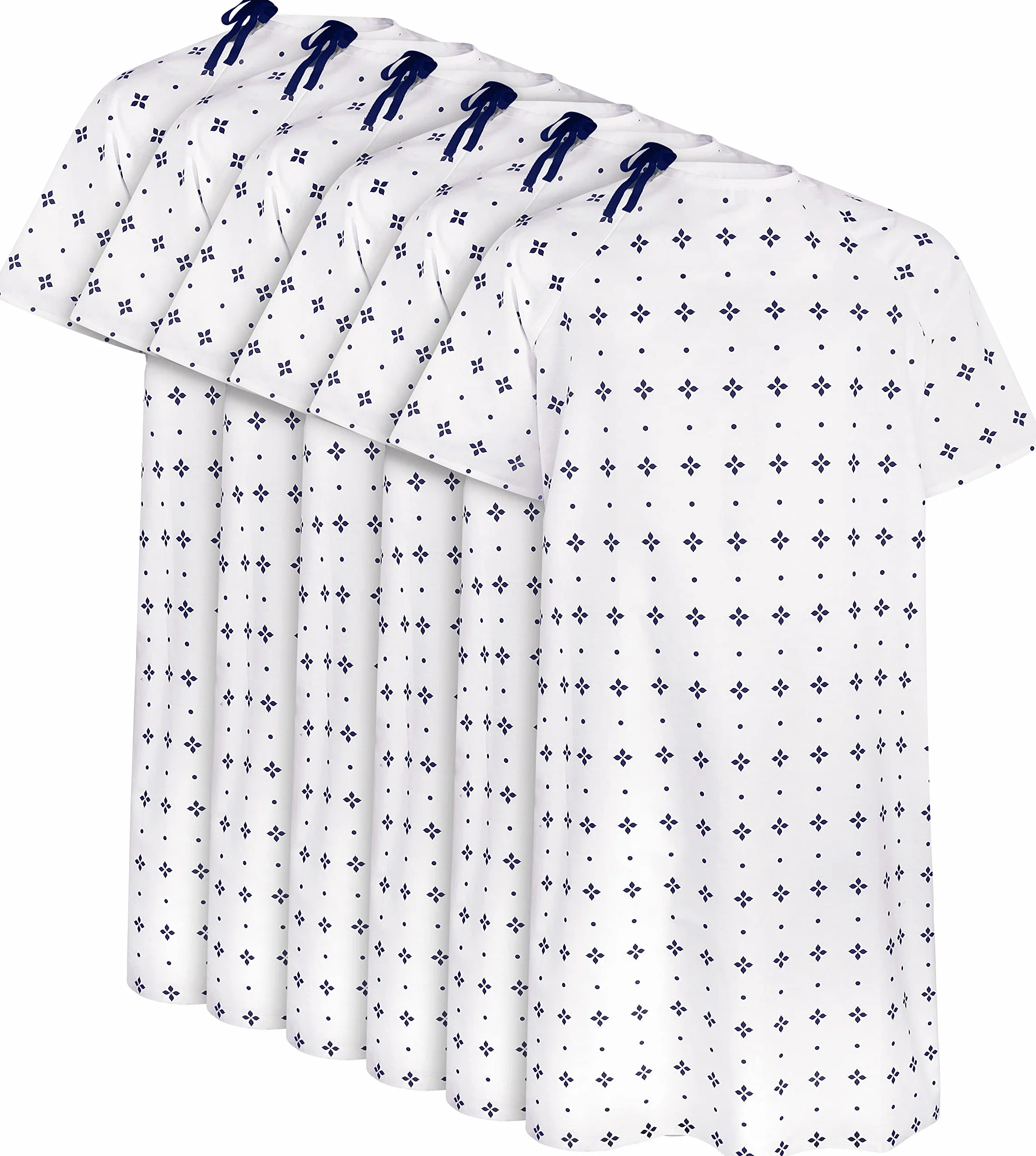 Utopia Care - Abito da ospedale in misto cotone, con laccetto, adatto a taglie fino a 2XL (confezione da 6) - Blu - Large