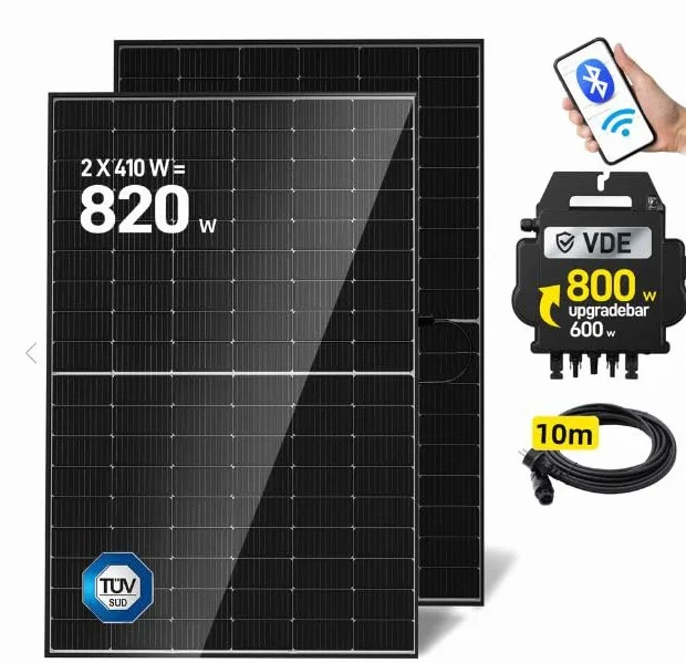 Estock1speed KIT PANNELLO SOLARE DA BALCONE FOTOVOLTAICO Plug&Play 820W 2x410W Inverter AP EZ1-M Cavo CA 10m