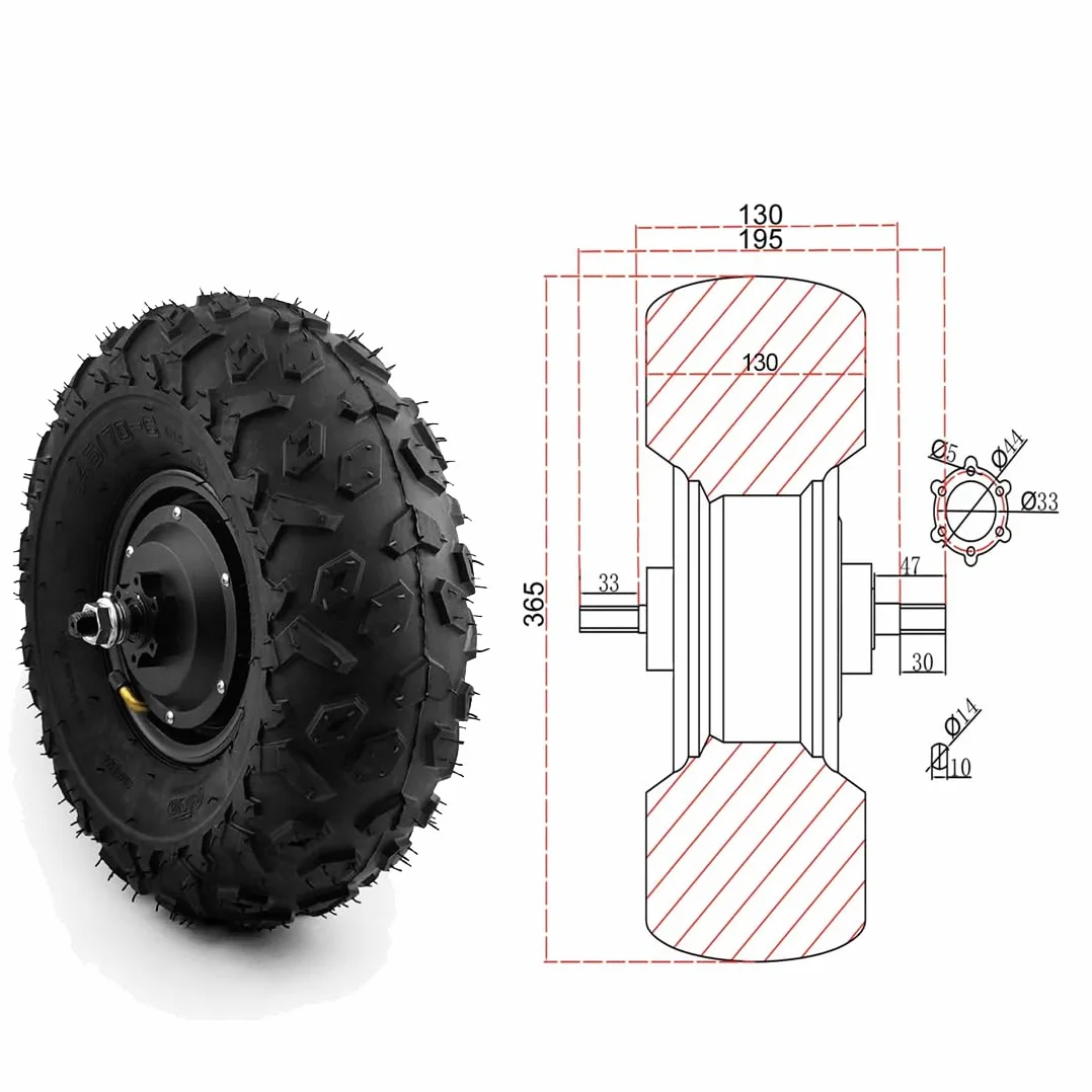 L-faster ruota a 14,5 pollici fuori strada del corredo del motore del hub dell'ingranaggio del carretto della carriola di 36V 48V 350W 500W