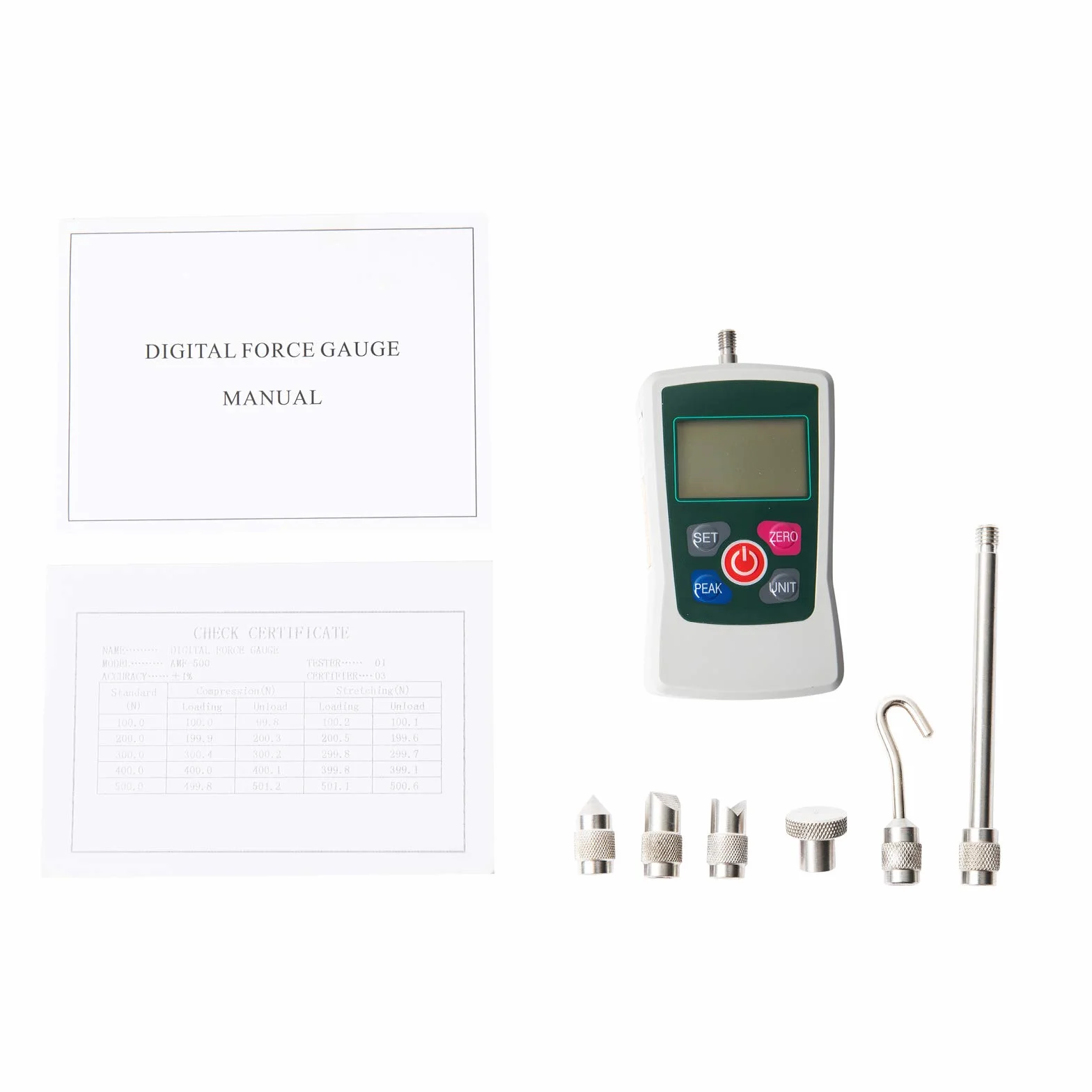 Beslands Misuratore di Forza Digitale,Force Gauge Push Pull, AMF-500 dinamometro digitale portatile multimetro (N-kg-lb-Oz)