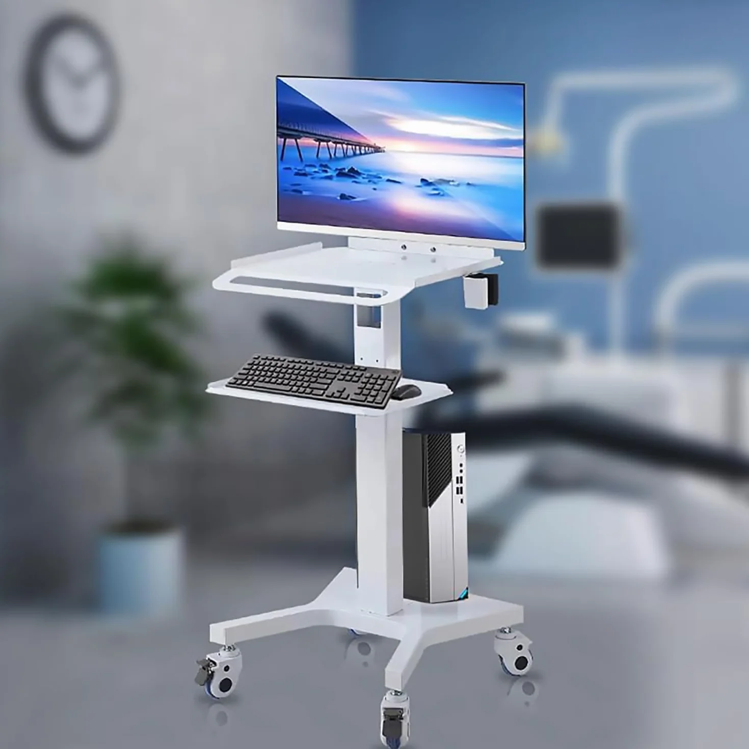 Carrello medico con supporto per scanner orale per monitor,Carrello mobile dentale con ruote,Carrello a doppio strato per infermieristica,Salone di bellezza