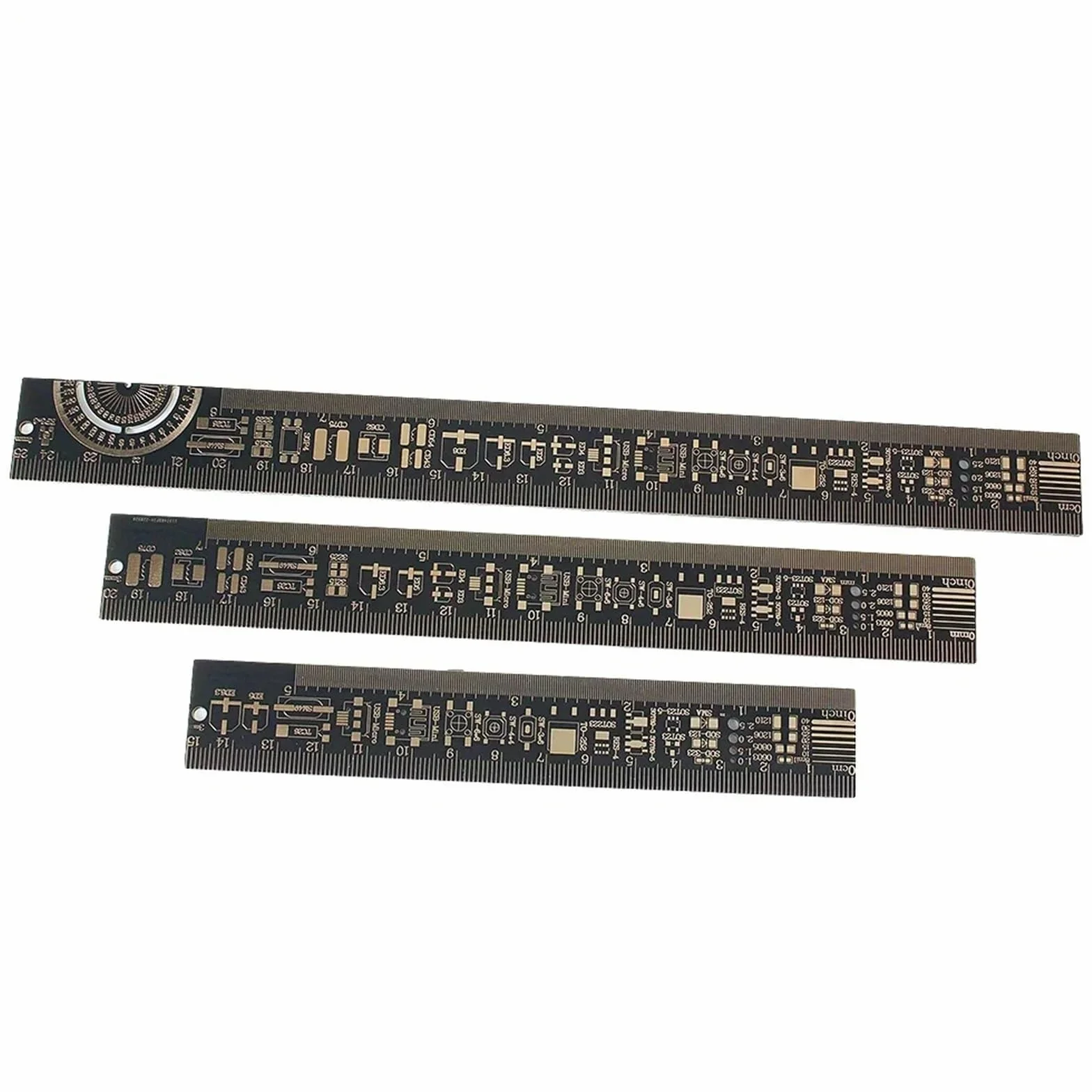 3 Tipi di Righello Multifunzionale for PCB, Strumento di misurazione, resistore, condensatore, Chip IC, SMD, diodo, Transistor, 15/20/25 cm(1 Set)