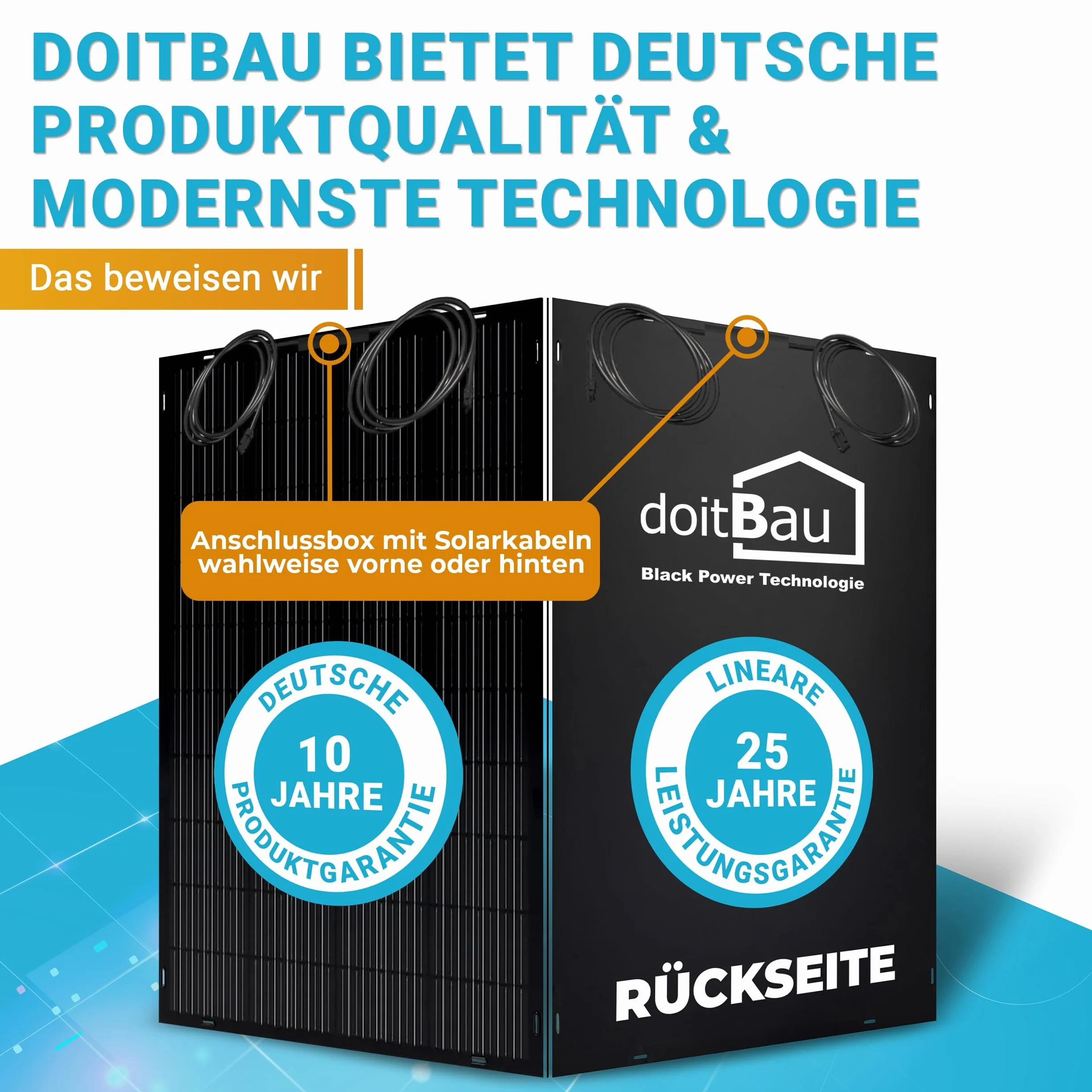 doitBau Modulo solare flessibile 200 W Full-Black - ultra sottile 2 mm, 1,9 kg - 1352 × 770 mm per camper, barca, balcone e tetto