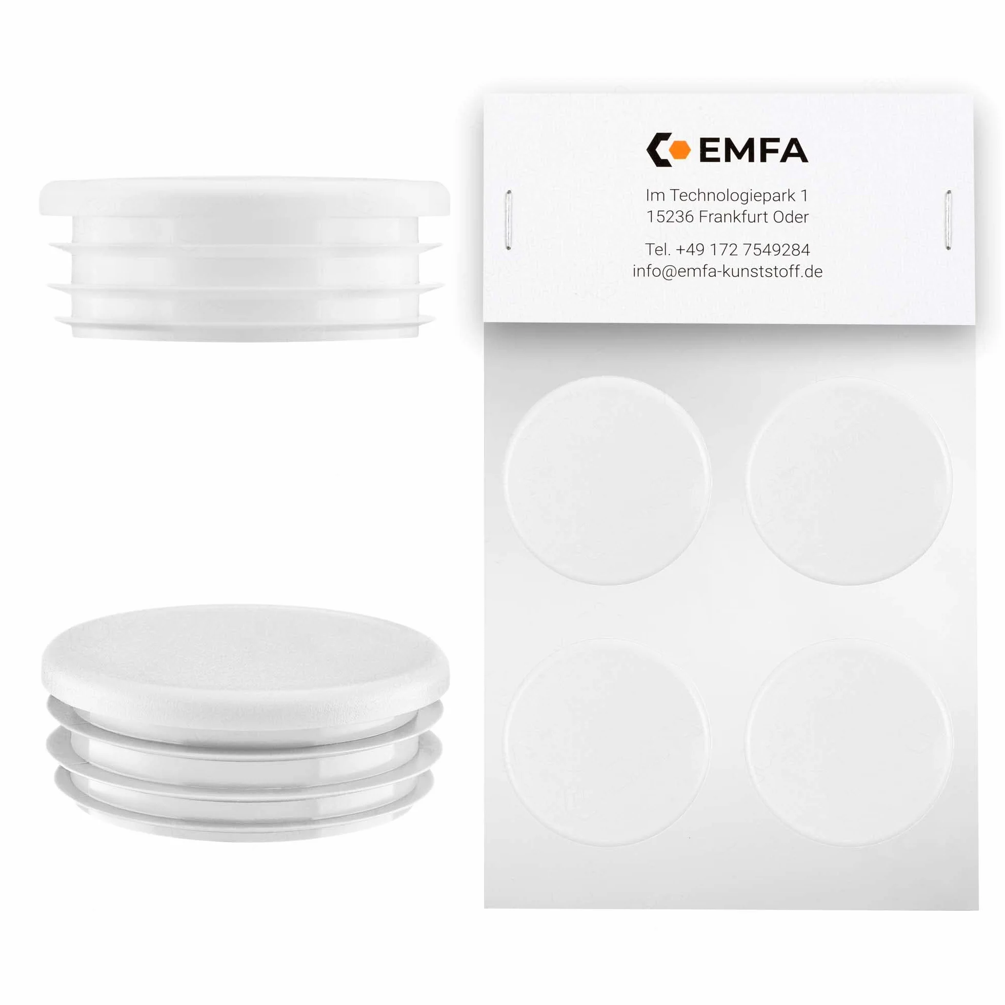 Tappo alettato tondo 50 mm Bianco 4 pezzi per tubo - Terminali in plastica protettivi