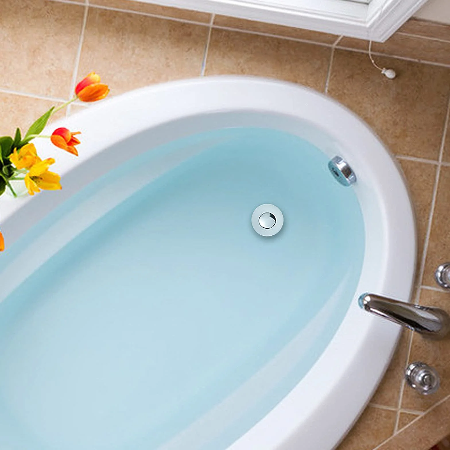 Tappo Lavandino Bagno Universale Piletta Click Clack Ottone Argento