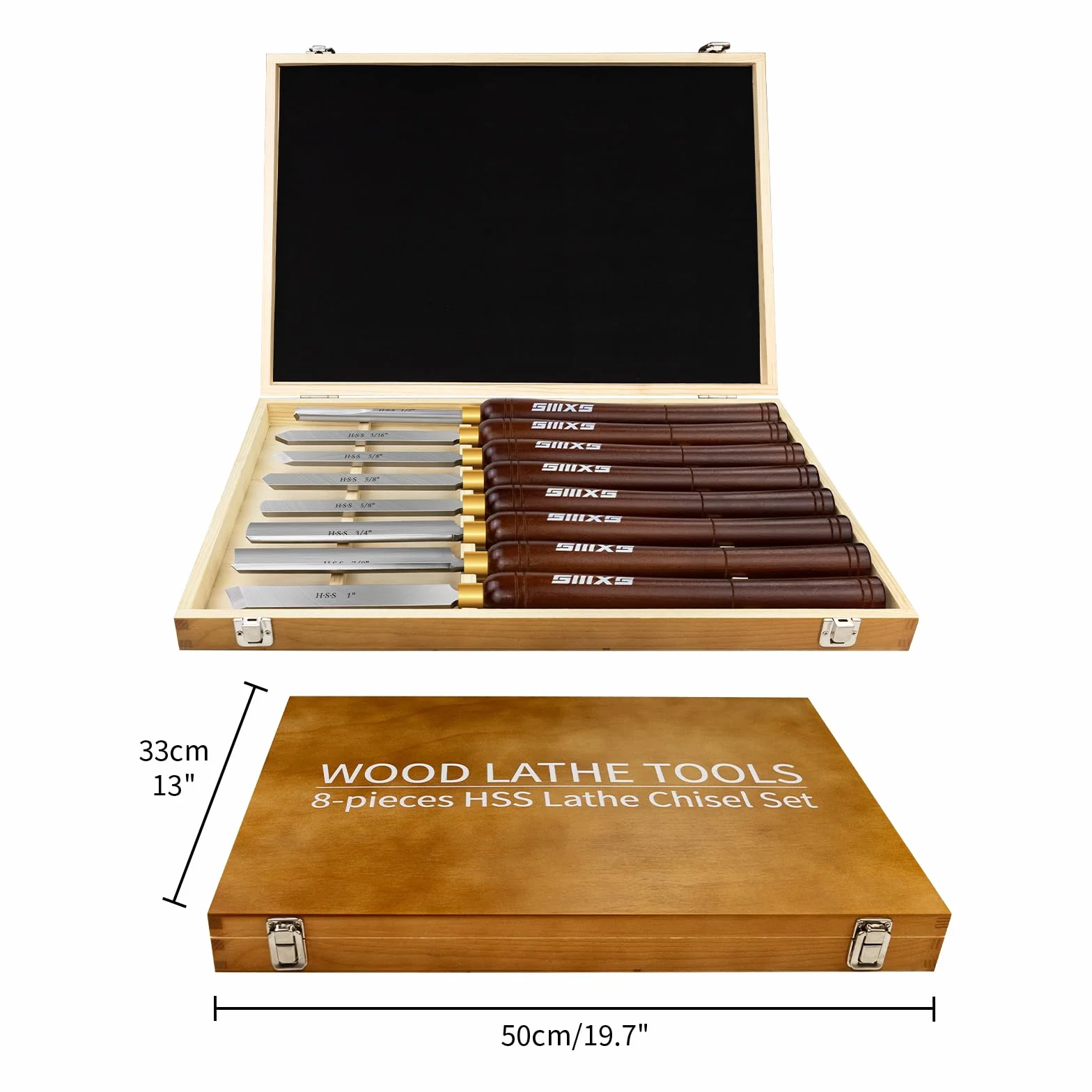 Kit di scalpello per tornitura in legno HSS 8 pezzi con manico in faggio