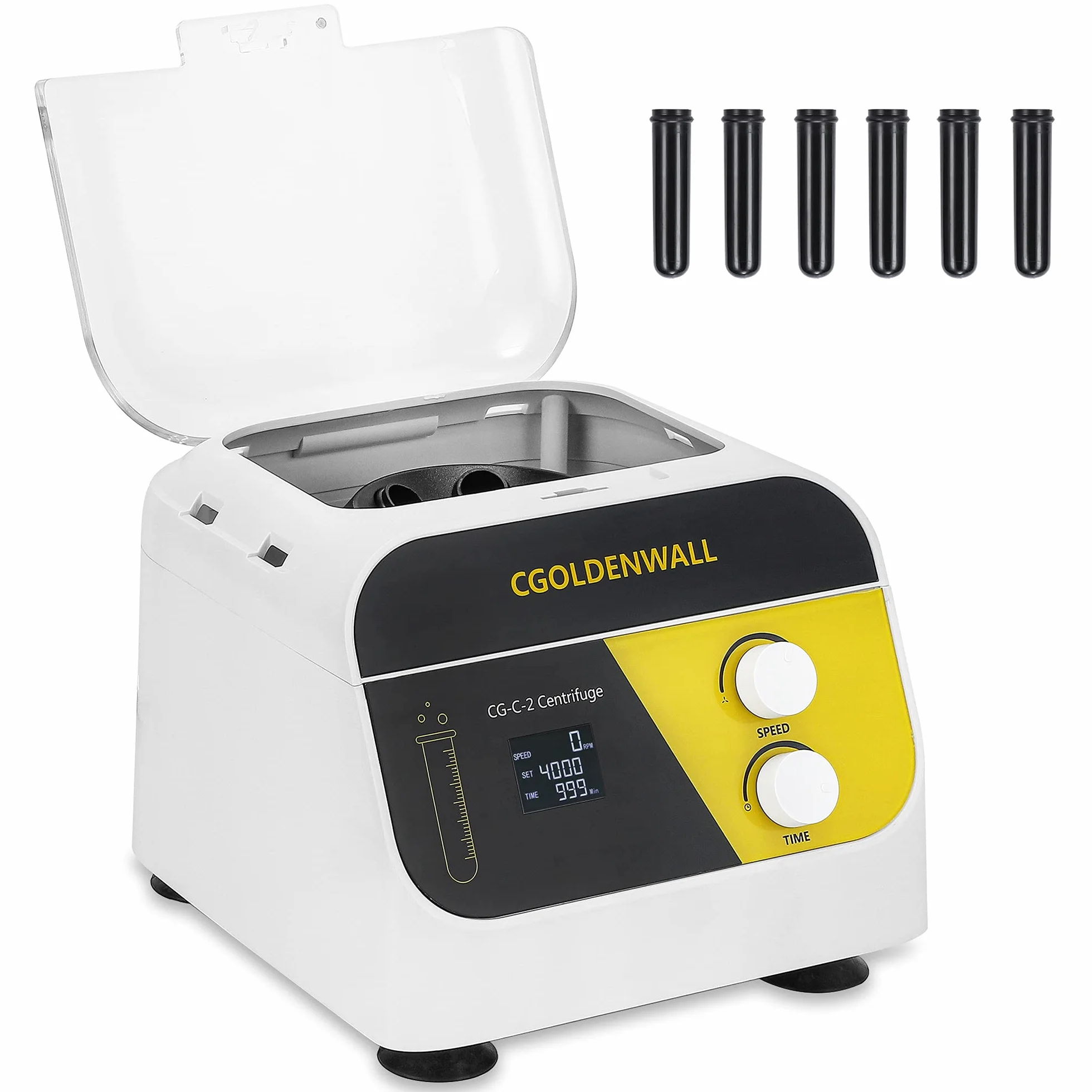 CGOLDENWALL Centrifuga da Laboratorio 10ml*6 1920xg con 4000rpm 999min Timer-Display LCD-Basso Rumore per Separazione di Campioni/Microrganismi Tubi da 5/8/10ml Applicabili