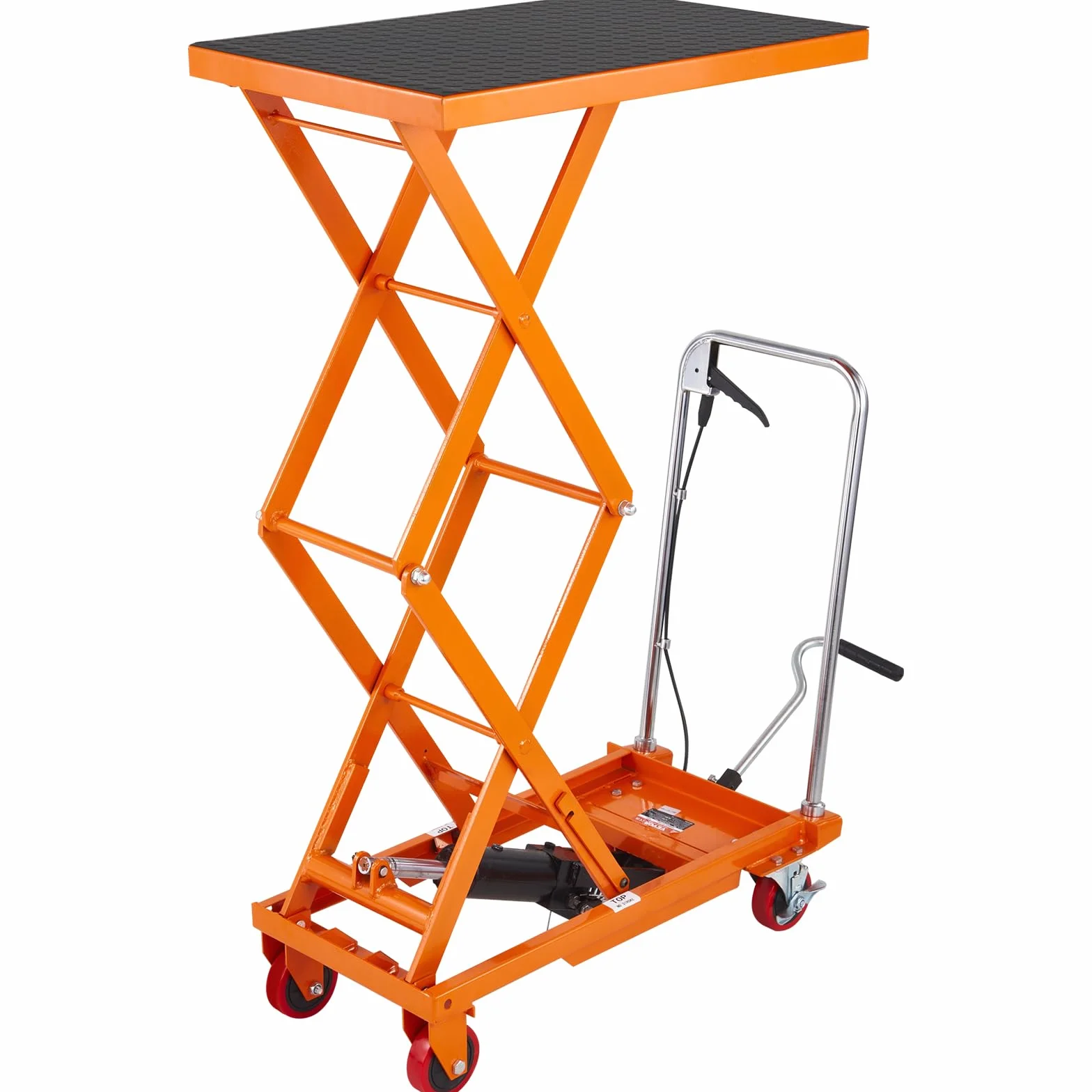 VEVOR Carrello Elevatore Idraulico, Capacità 150kg, Altezza di Sollevamento 275-1270 mm, Piattaforma Elevatore Manuale a Forbice Doppia con 4 Ruote Cuscinetto Antiscivolo, Carrello Idraulico a Forbice