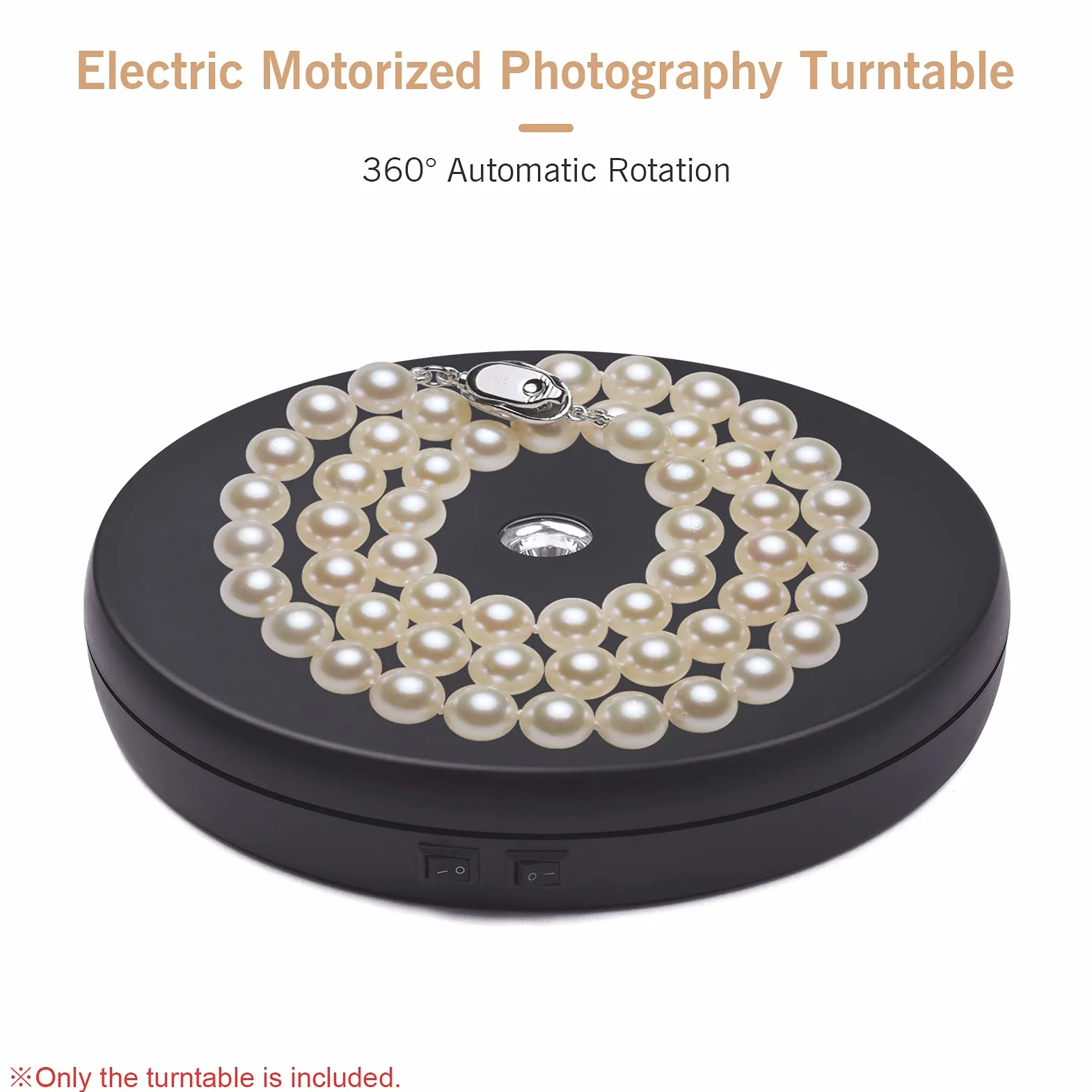 Andoer Piatto girevole elettrico 360° LED per esposizione gioielli fotografia (Nero)