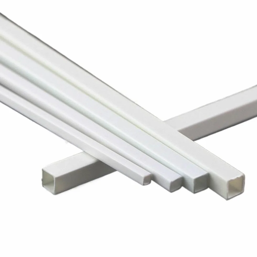 Tubi quadrati in plastica ABS 500mm x 5mm 10 pezzi fai da te bianchi