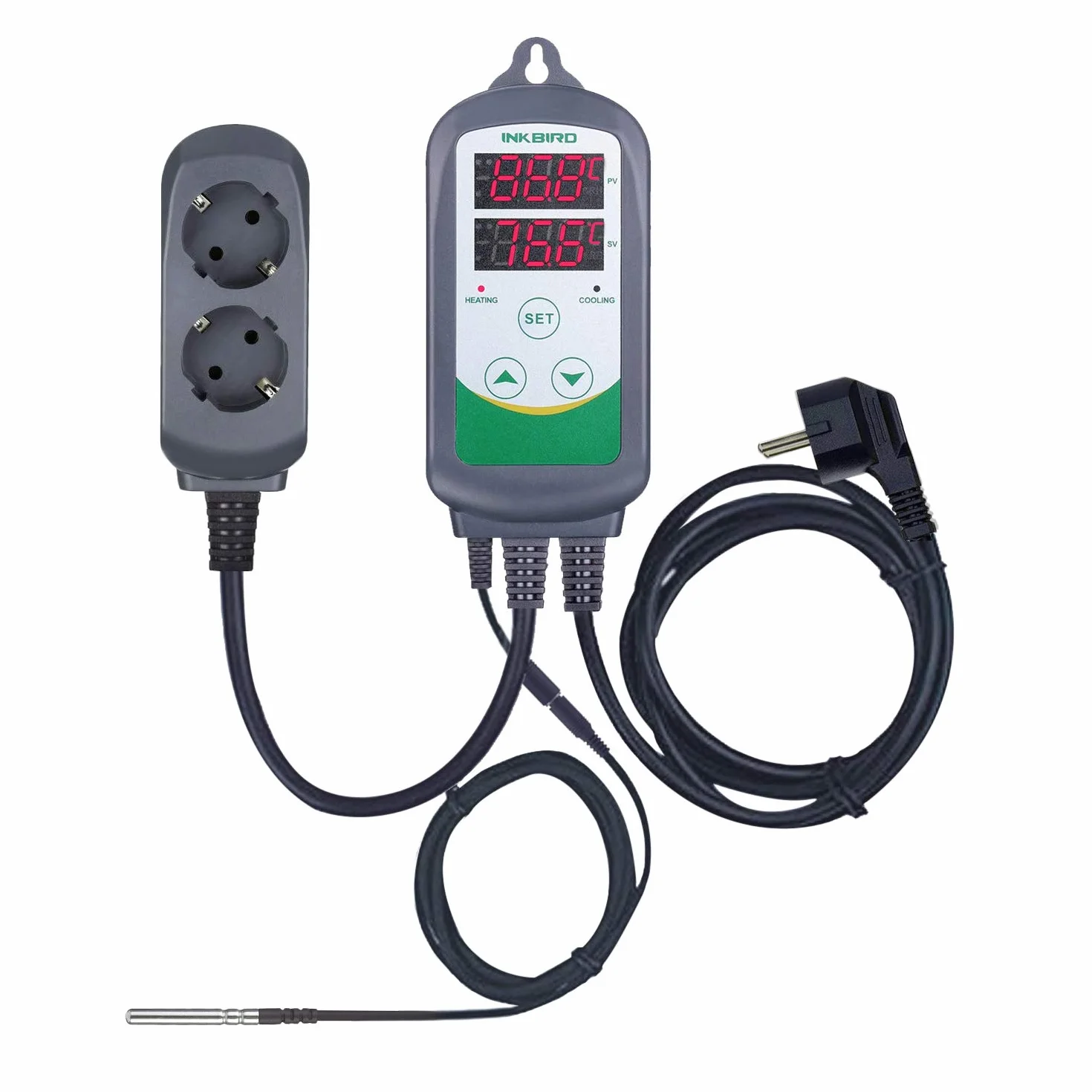Inkbird ITC-308S Termoregolatore Digitale Termostato Doppio Relè Presa di Corrente (ITC-308S + 1.97" Sensing Sonda)