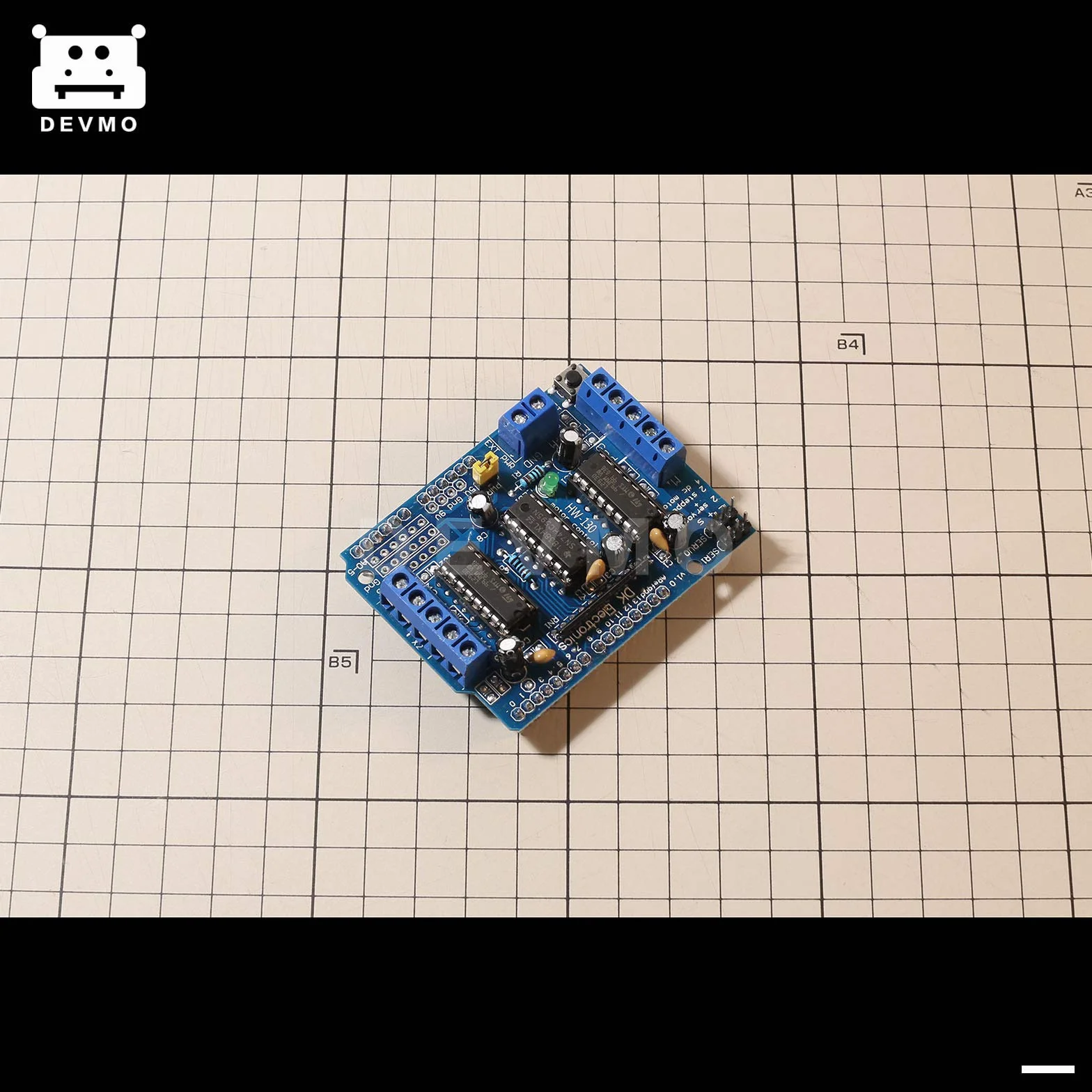 DEVMO Scheda di espansione L293D Motor Drive Shield compatibile con Ar-duino Duemilanove Mega UNO R3 AVR ATMEL
