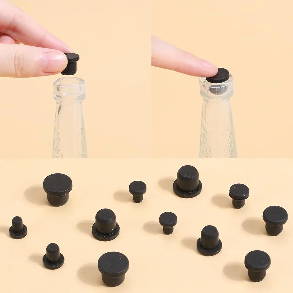 GORGECRAFT Silicone Tappo per Fori Nero Rotondo Impermeabile 50 Pezzi 4-9.5mm
