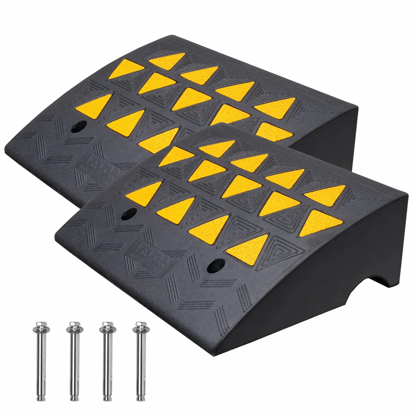 VEVOR Rampa soglia altezza 15,2 cm 2 rampe marciapiede in gomma capacità di carico 15 tonnellate rampa accesso sedia a rotelle con struttura a rete stabile per passaggio auto moto 49,1 x 37 x 15,2 cm