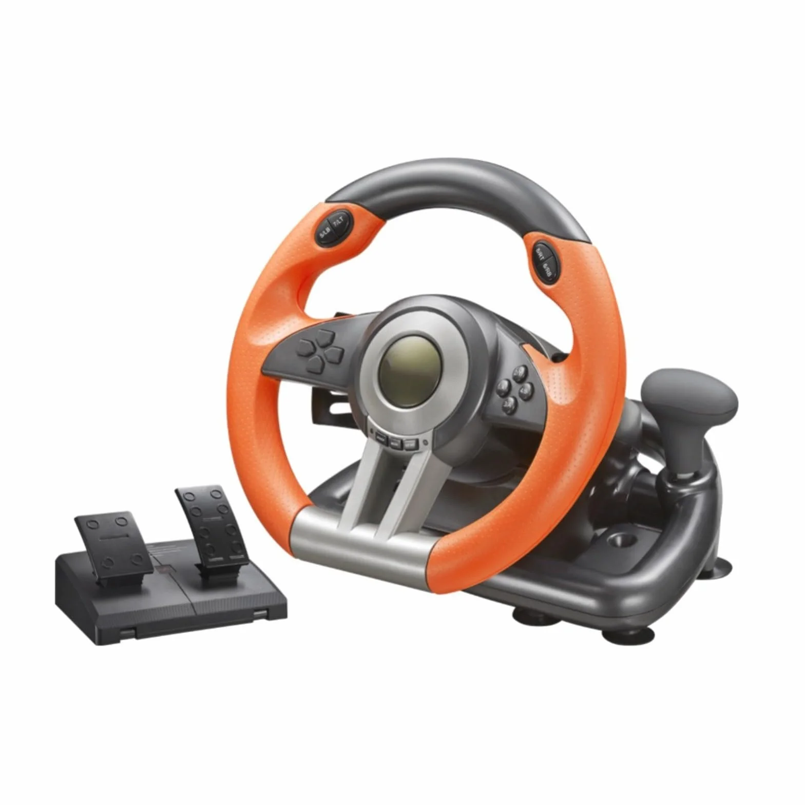 MoSundi Volante da gioco compatibile con PC per Nintendo Switch One, ABS per volante da corsa con pedali, impugnatura ergonomica, giochi di guida (arancione)