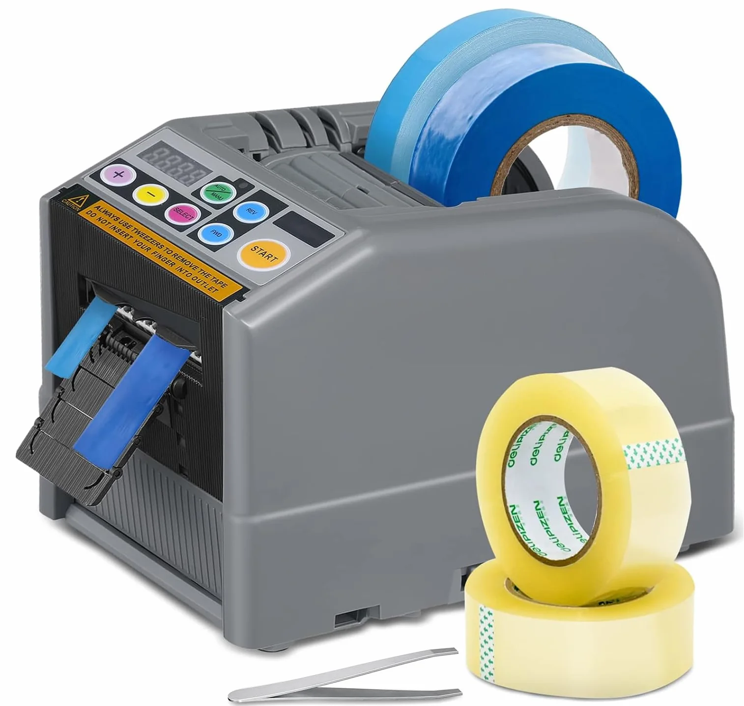 Distributore Automatico Nastro Adesivo, Taglianastro Elettrico Ingranaggio Silicone, Larghezza Banda 6-60 mm Lunghezza 999 mm MAX, Multifunzionale Taglia-colla Elettronica per Uffici Negozi
