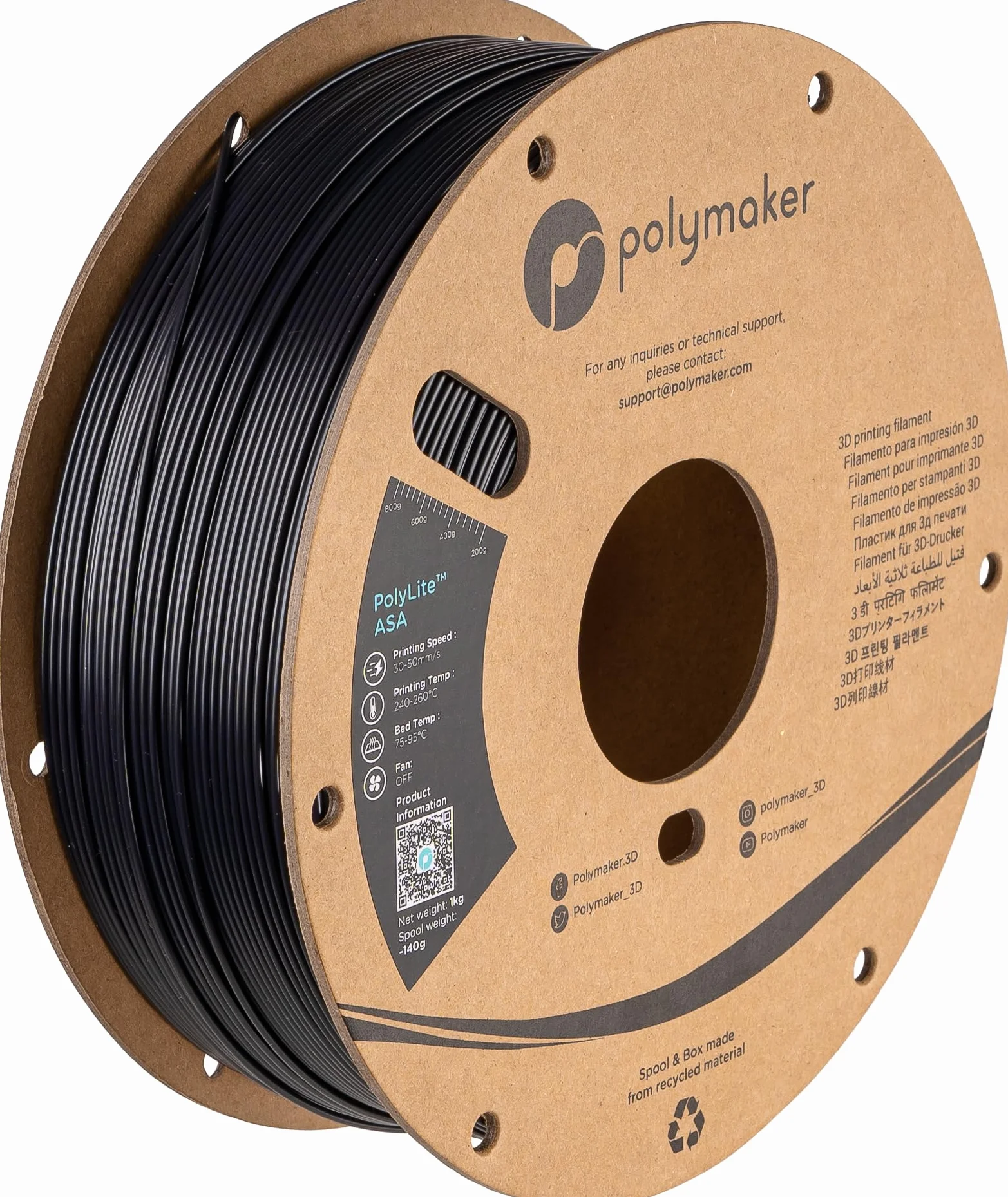 Polymaker PolyLite ASA Nero 1.75mm 1kg