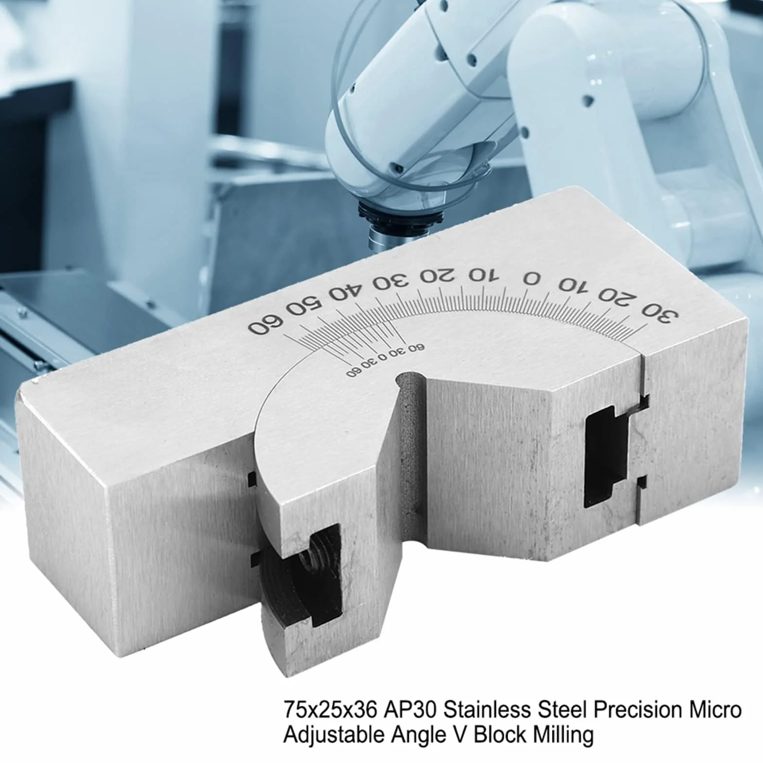 Fresatura a Blocco Ad Angolo V, 75 X 25 X 36 AP30 Blocco a V con Angolo Regolabile Misurazione di Precisione Micro Fresatura Regolazione Blocchi Angolari Pialla per Fresatrice