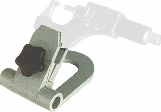 Supporto per micrometro fino a 100 mm con precisione regolabile, ideale per misurazioni e calibrazioni in officine e laboratori.