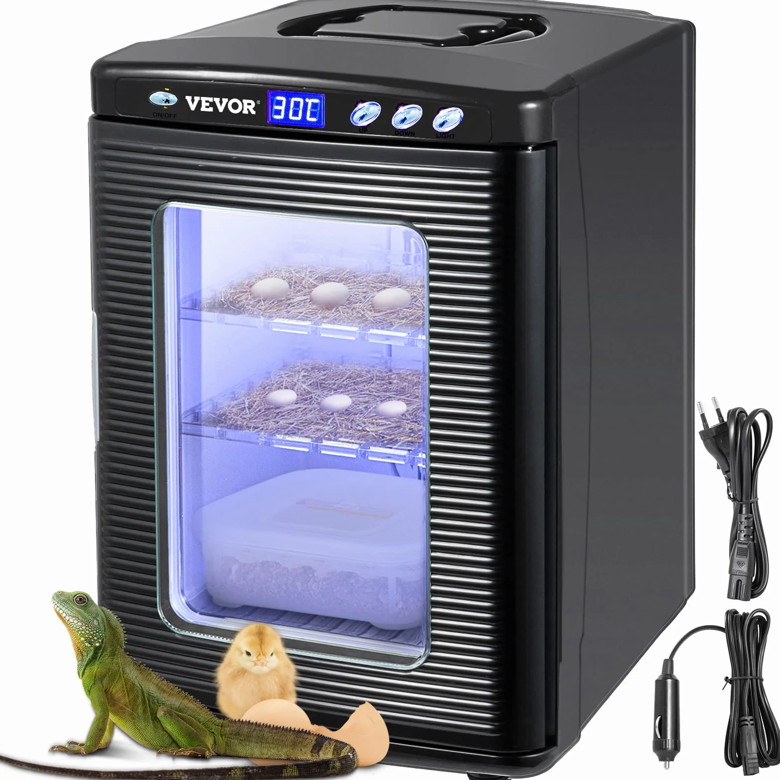 VEVOR Incubatrice per Uova di Rettili 25L, Display LED, Regolazione Temperatura 5-42℃, Riscaldamento e Raffreddamento, 220V, per Laboratorio e Cova Uova