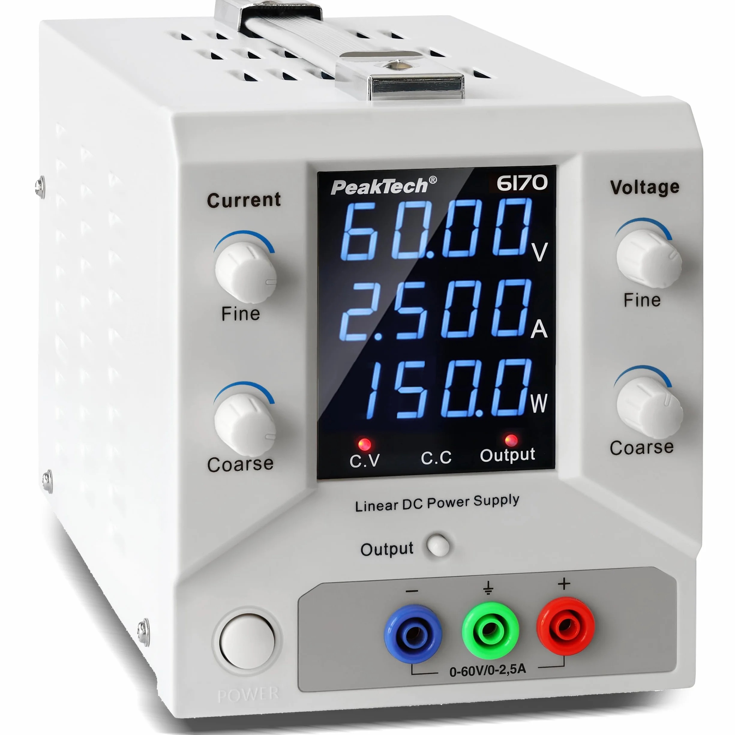 PeakTech 6170 - Alimentatore da laboratorio 0-60 V/0-2,5 A DC SELV lineare con trasformatore di separazione, alimentatore di rete da laboratorio