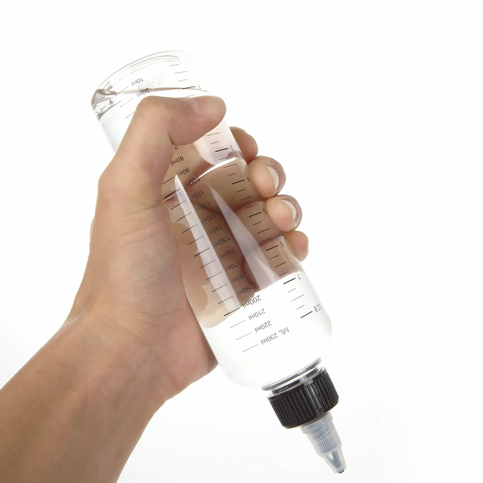 STARVAST 12 bottiglie di distribuzione da 250 ml, graduate con tappo a torsione nero, bottiglie di compressione vuote in plastica con scala per liquidi, inchiostri, oli