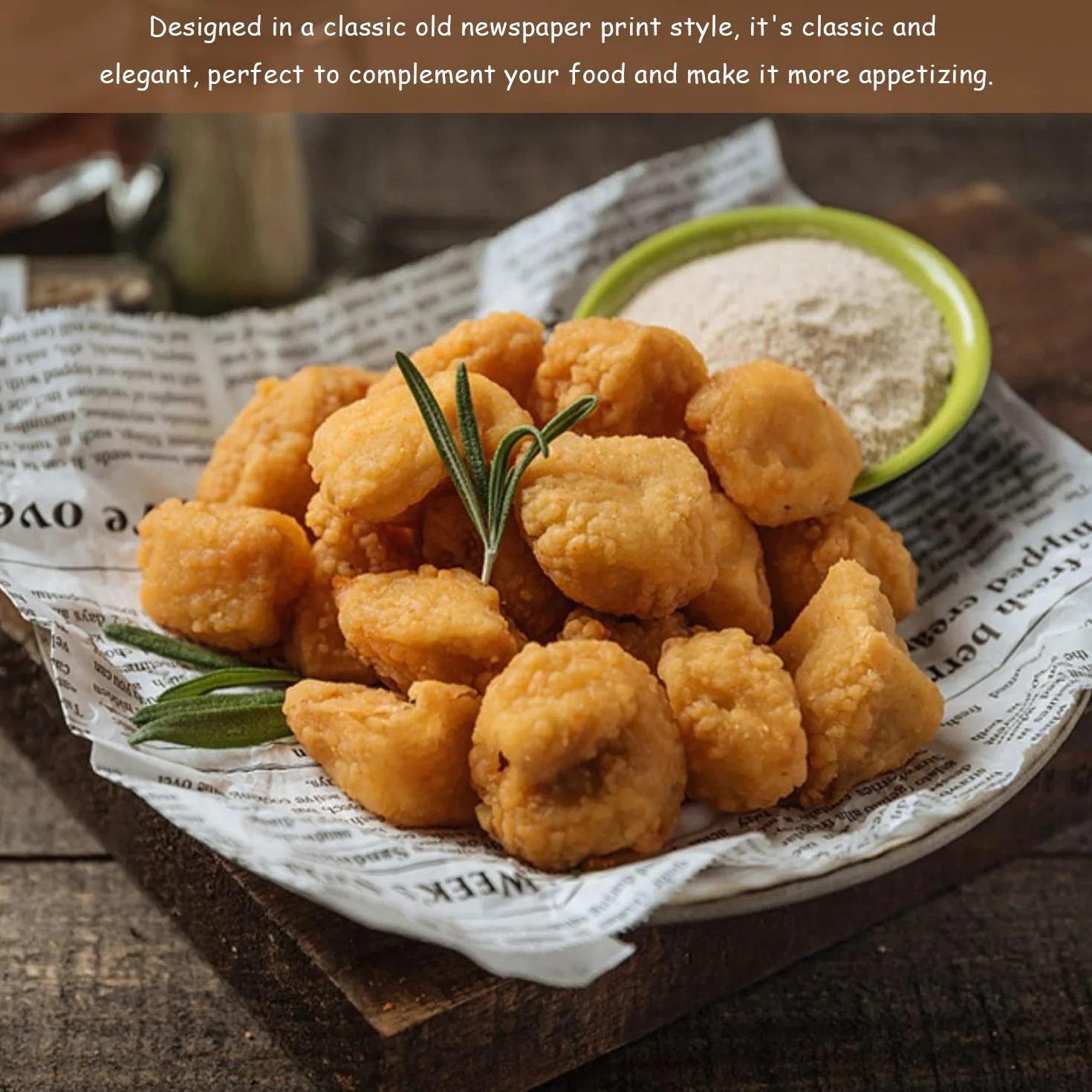 Carta di imballaggio alimentare anti-grasso – 120 fogli stampati, impermeabili, multifunzionali, stile retrò per panino, pollo fritto e fritto (22 x 22 cm)