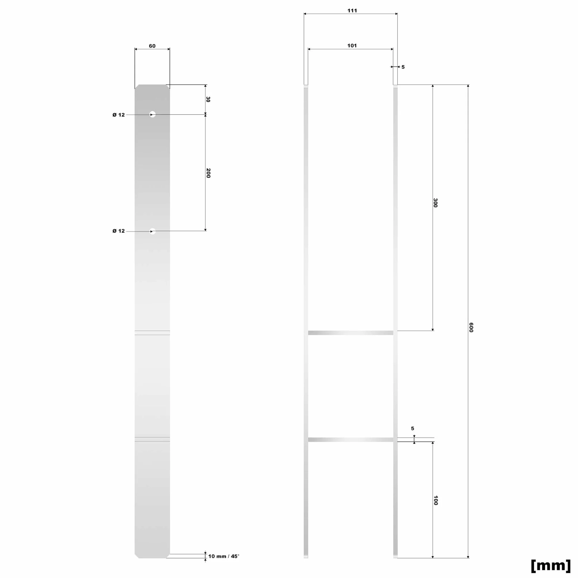 XPOtool Supporto palo zincato a caldo 101x600mm Staffa ad H per ancoraggio pali