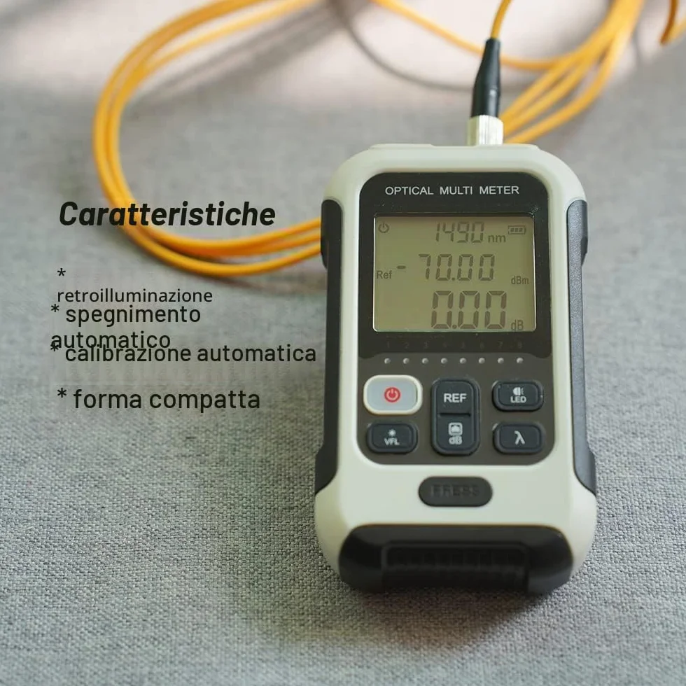 Misuratore di potenza ottico tutto in 1 con risoluzione dei guasti visivi VFL e RJ45 Monitoraggio dei cavi multifunzione in fibra ottica con batteria agli ioni di litio (AT-TM570OPMVFL)