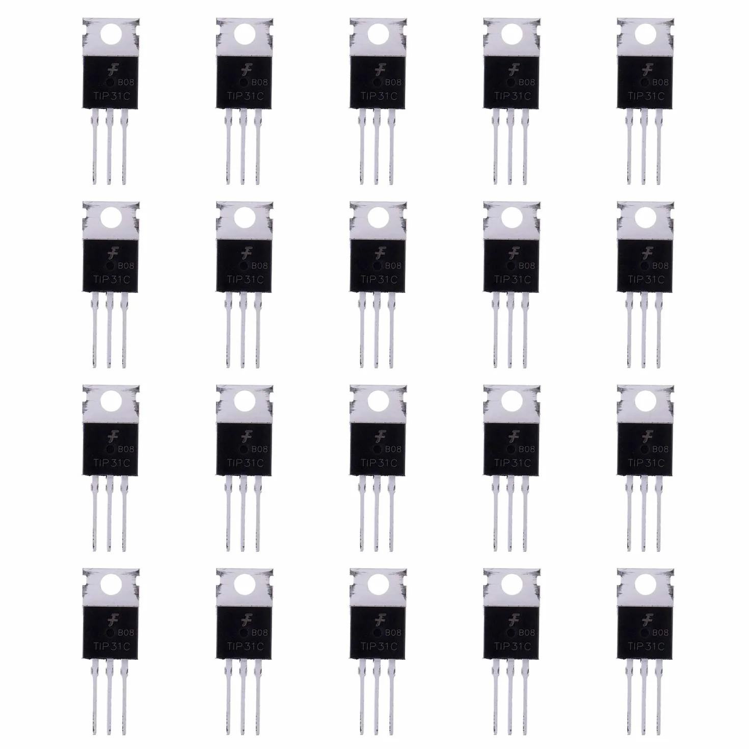 BOJACK TIP31C NPN 3 A 100 V Transistor di potenza epitassiale al silicio TIP31 3 amp 100 Volt Transistor Darlington TO-220 (confezione da 20 pezzi)