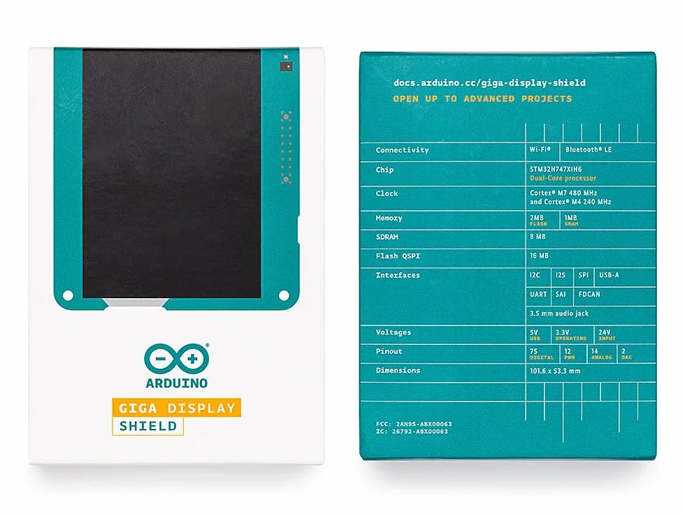 GIGA Display Shield [ASX00039] - Display Shield per progetti Arduino GIGA, ideale per la visualizzazione di dati e interfacce utente interattive