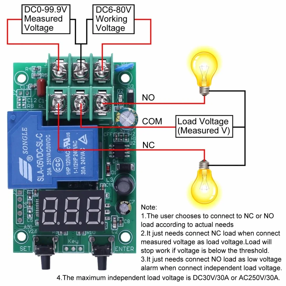 Modulo Monitoraggio Tensione,CC 99,9 V Scheda Controllo Tensione per Controllo Sottotensione di Sovratensione e Rilevamento da Tensione