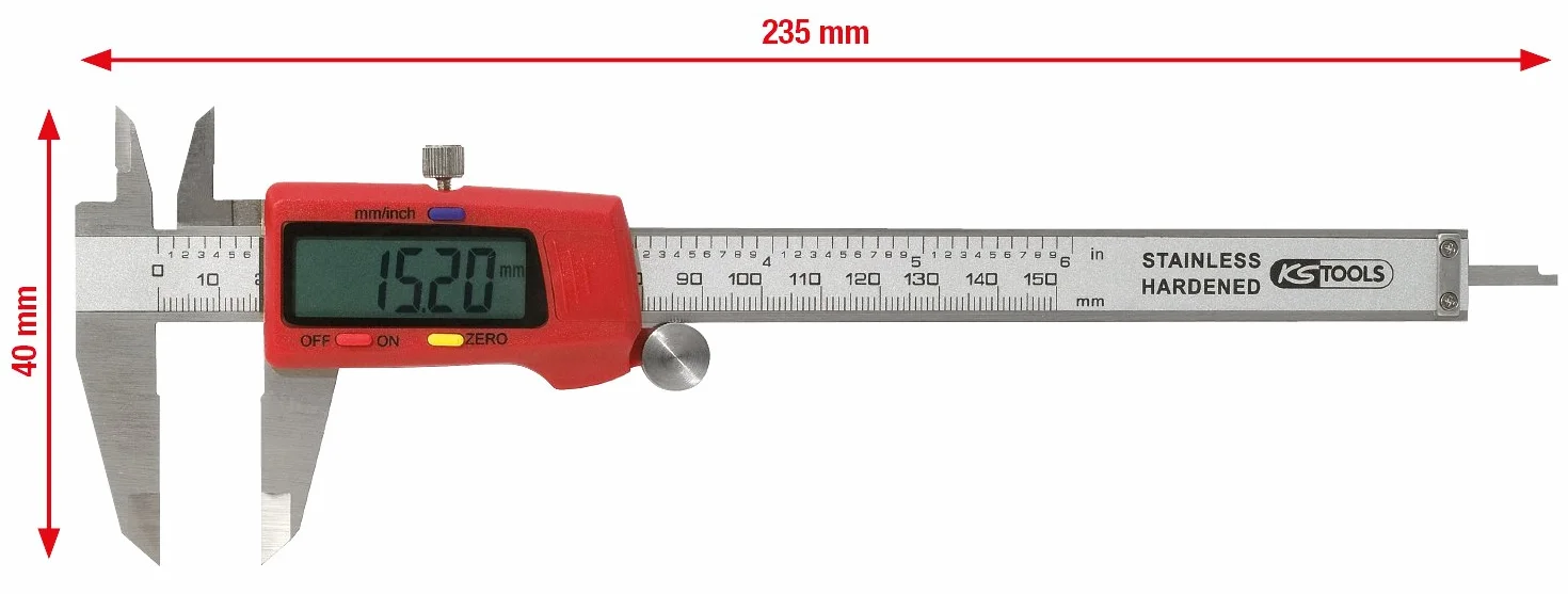 KS Tools 300.0532 Calibro Digitale a Corsoio, 0-150 mm