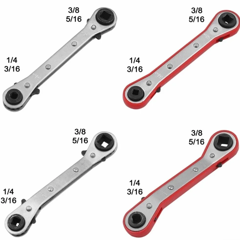 Chiave a cricchetto quadrata a doppia testa in acciaio al carbonio cromato 1/4" 3/8" 5/16" 3/16" per HVAC