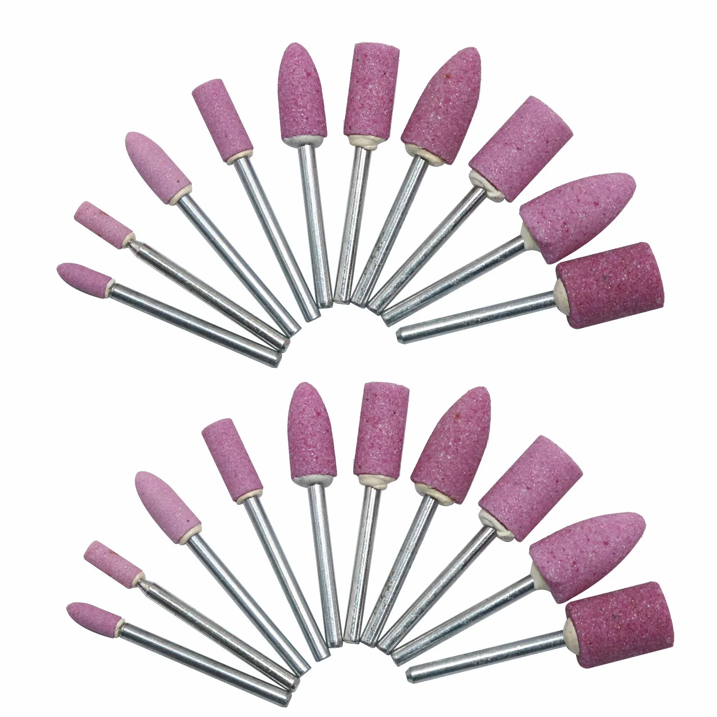 Dremel - Set di punte abrasive per smerigliatura e utensili rotanti per intagliare il legno, con mandrino da 3 mm, 20 pezzi, rosa