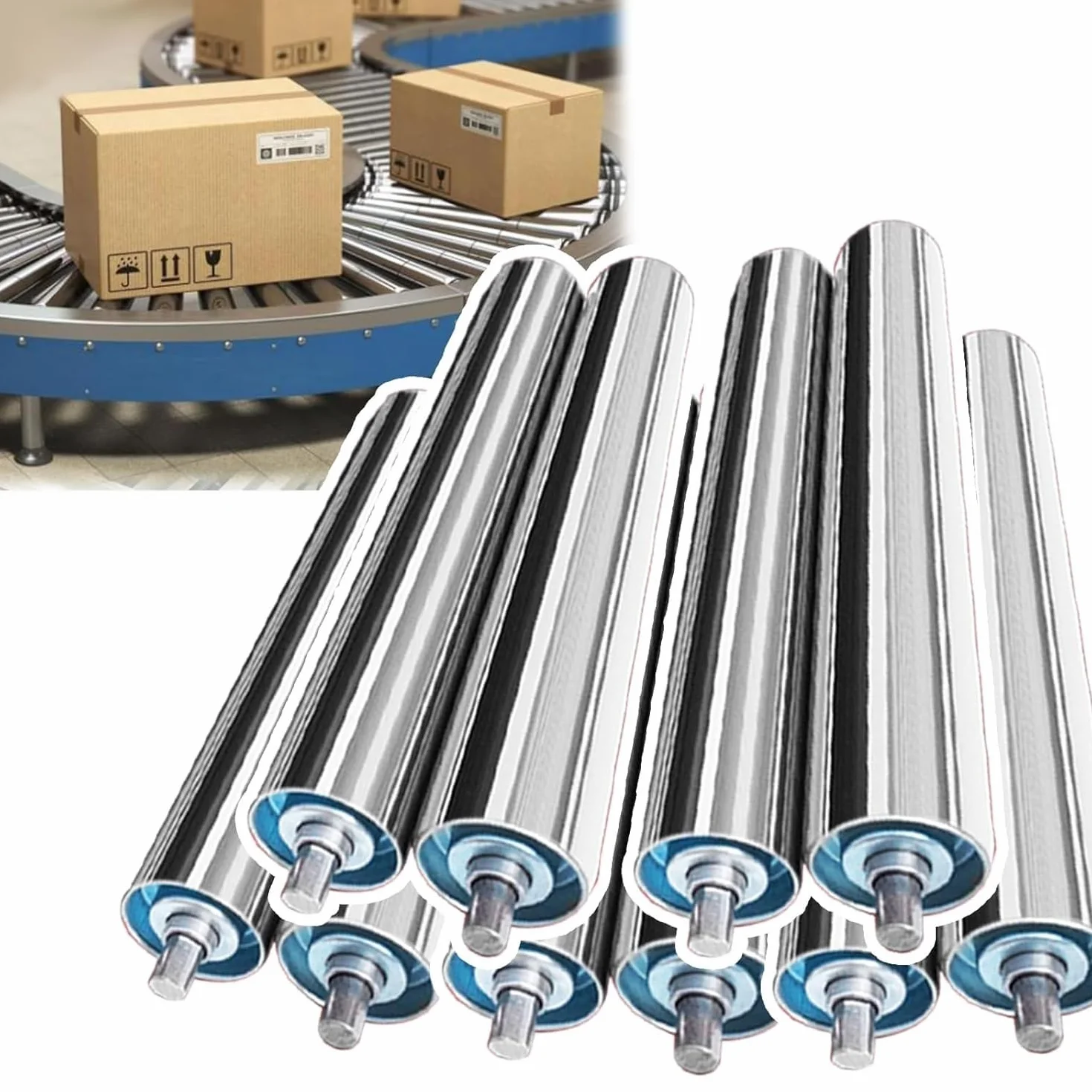 Trasportatore Rullo 10 pezzi Rullo trasportatore sostitutivo per magazzini Rullo a gravità in acciaio inossidabile per tutti i tipi di progetti di trasloco, 1000 800 600 500 300 200MM(Dia 1"/25