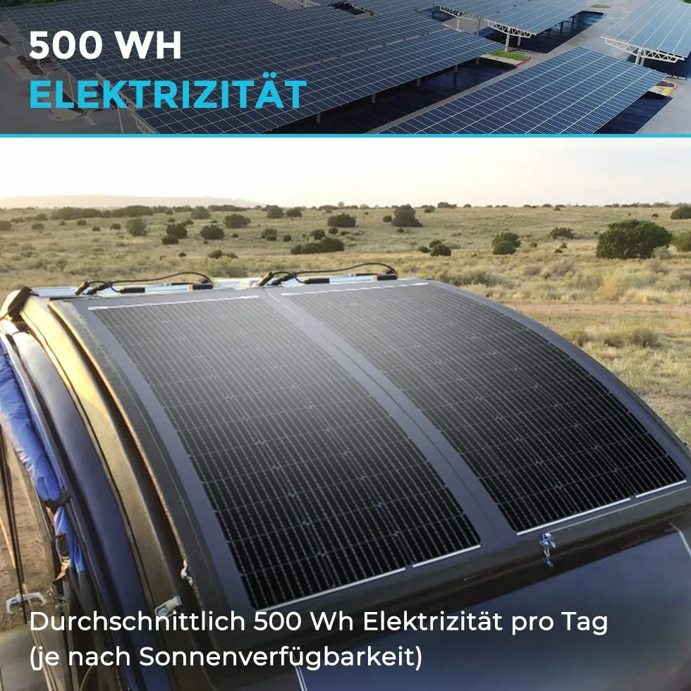 Renogy Pannello solare monocristallino flessibile da 100 W, 12 V, pannello solare fotovoltaico, nero, per camper, balconi, campeggiatori esterni e barche