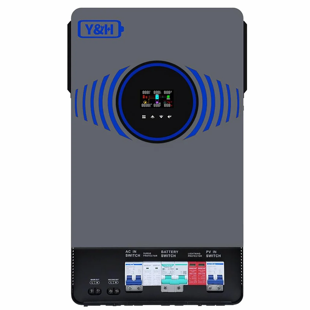 Y&H 4,2 KW Solar Hybrid Inverter 24VDC Built-in Air Switch and Lightning Protection Pure Sine Wave AC220 V Dual Output WiFi + BMS Dual Communication MPPT 120A